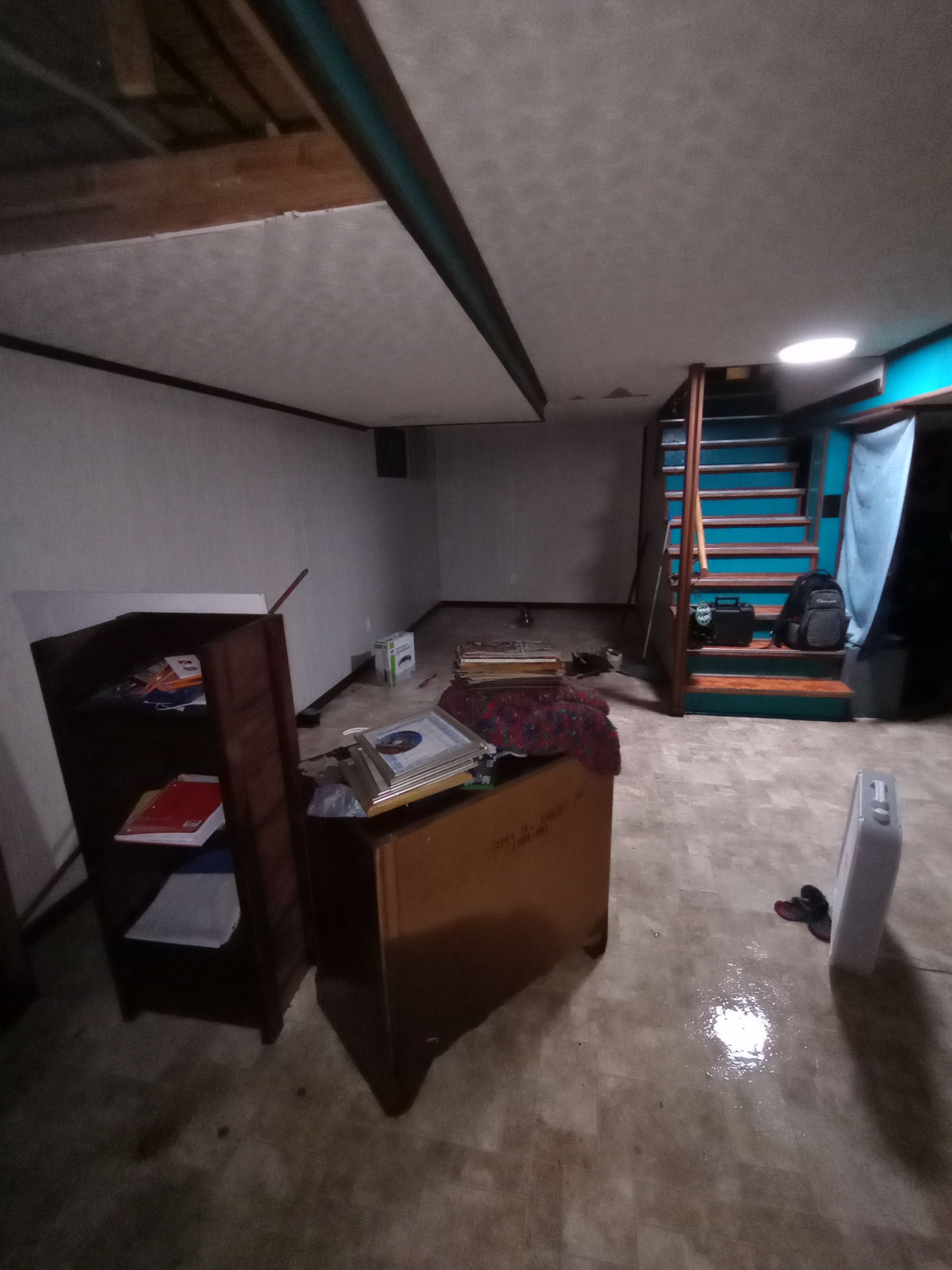 Water Damage in from upstairs sewage backup.  by ANR Restoration