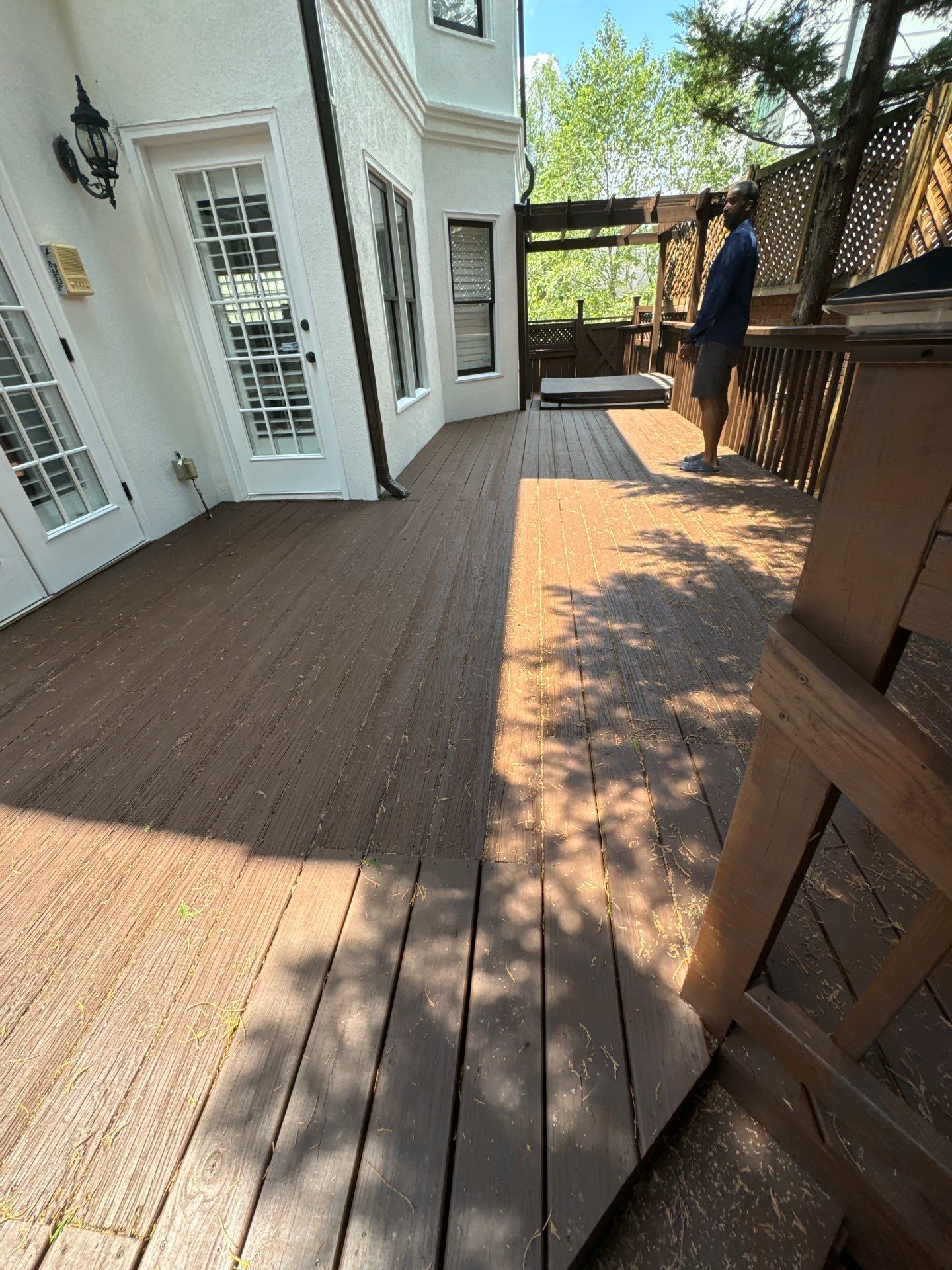 Full Exterior Stucco Painting and Wood Deck Staining in Atlanta by Swift Home Renovations