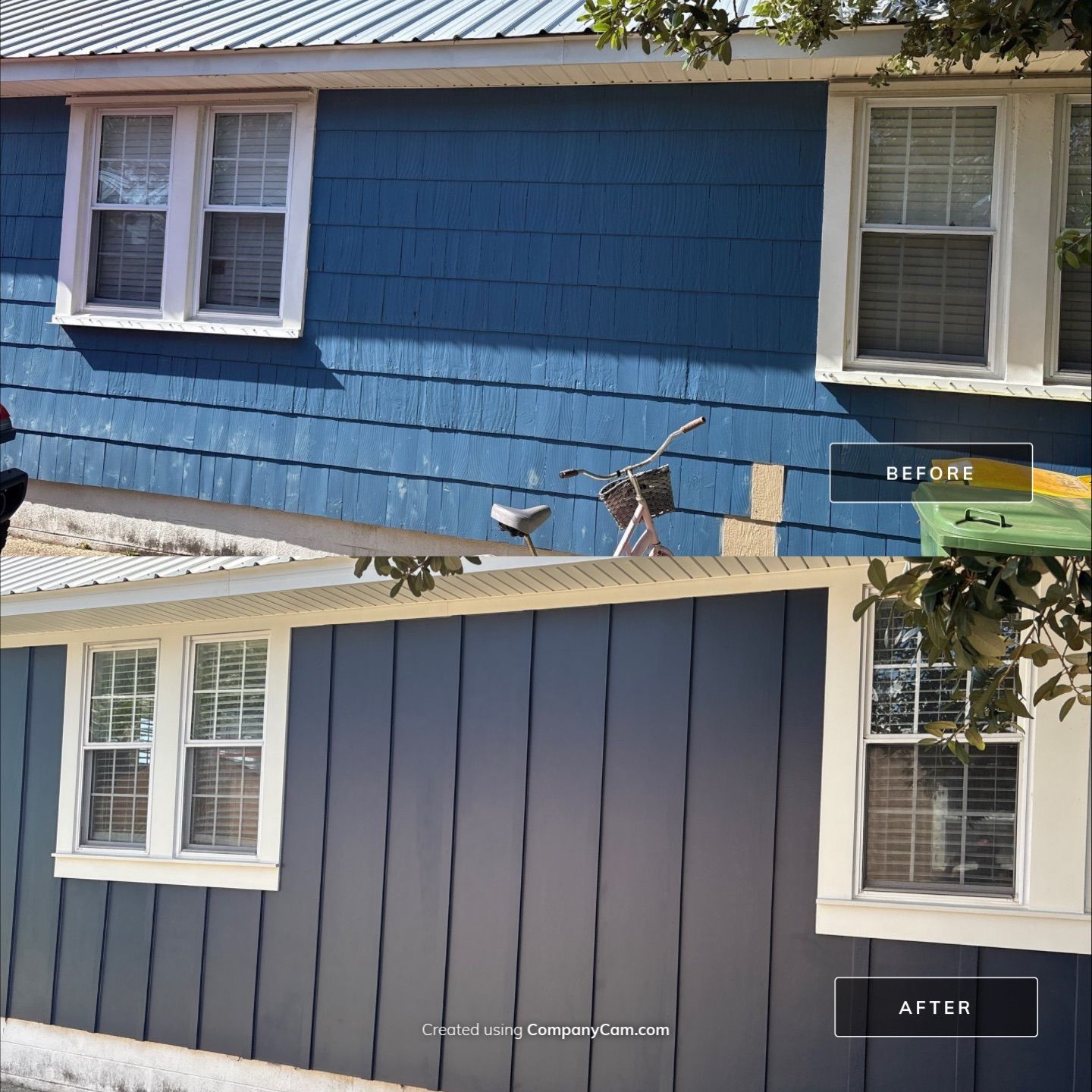 Dark Blue Board and Batten Siding Replacement in Kure Beach by Ideal Siding Wilmington, NC