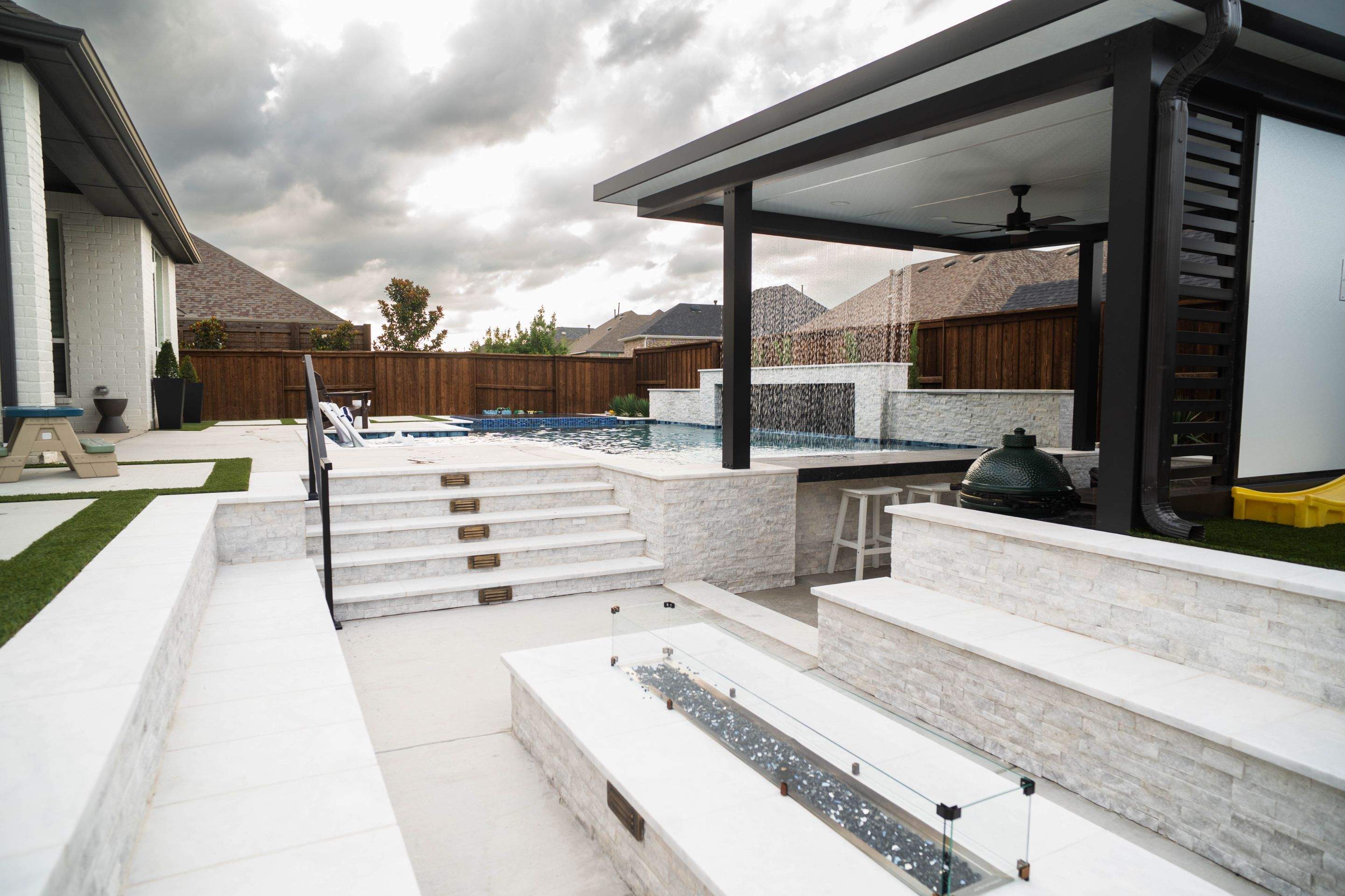 Jumbo Pool, Spa, and Sunken BBQ and Fire Pit by Pinnacle Pools and Spas - DFW