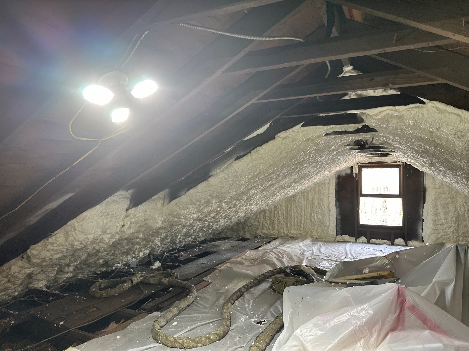 Attic Insulation using open cell spray foam by NYS Foam & Energy