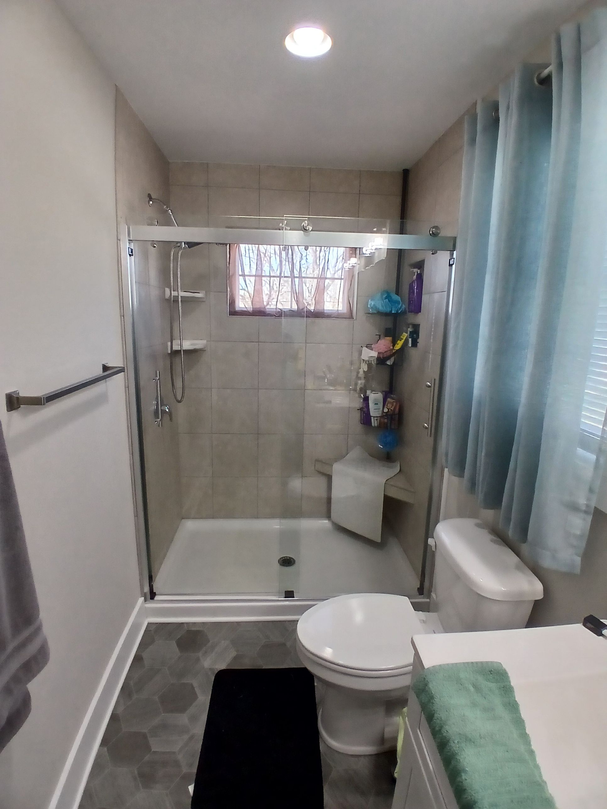Shower Door and Outdoor Railing Installation in Harrington by Gc Makeovers 