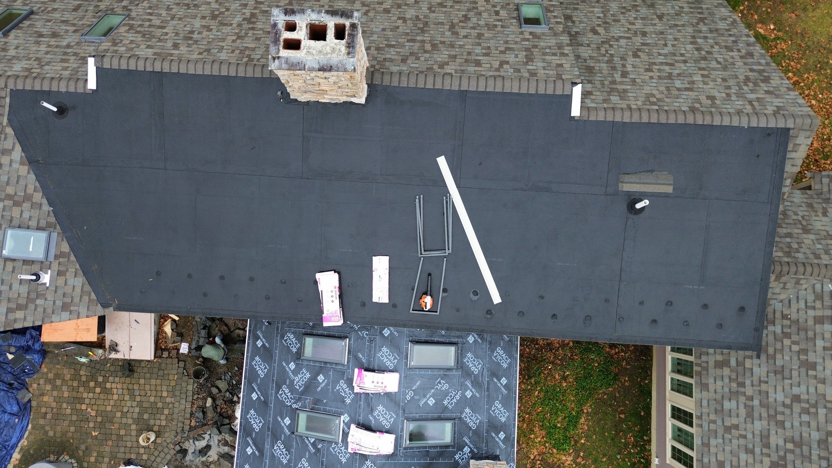 Complete House & Barn Roof with 13 Skylight Reflashing + EPDM Repairs by Mighty Dog Roofing of Greater Middlesex County