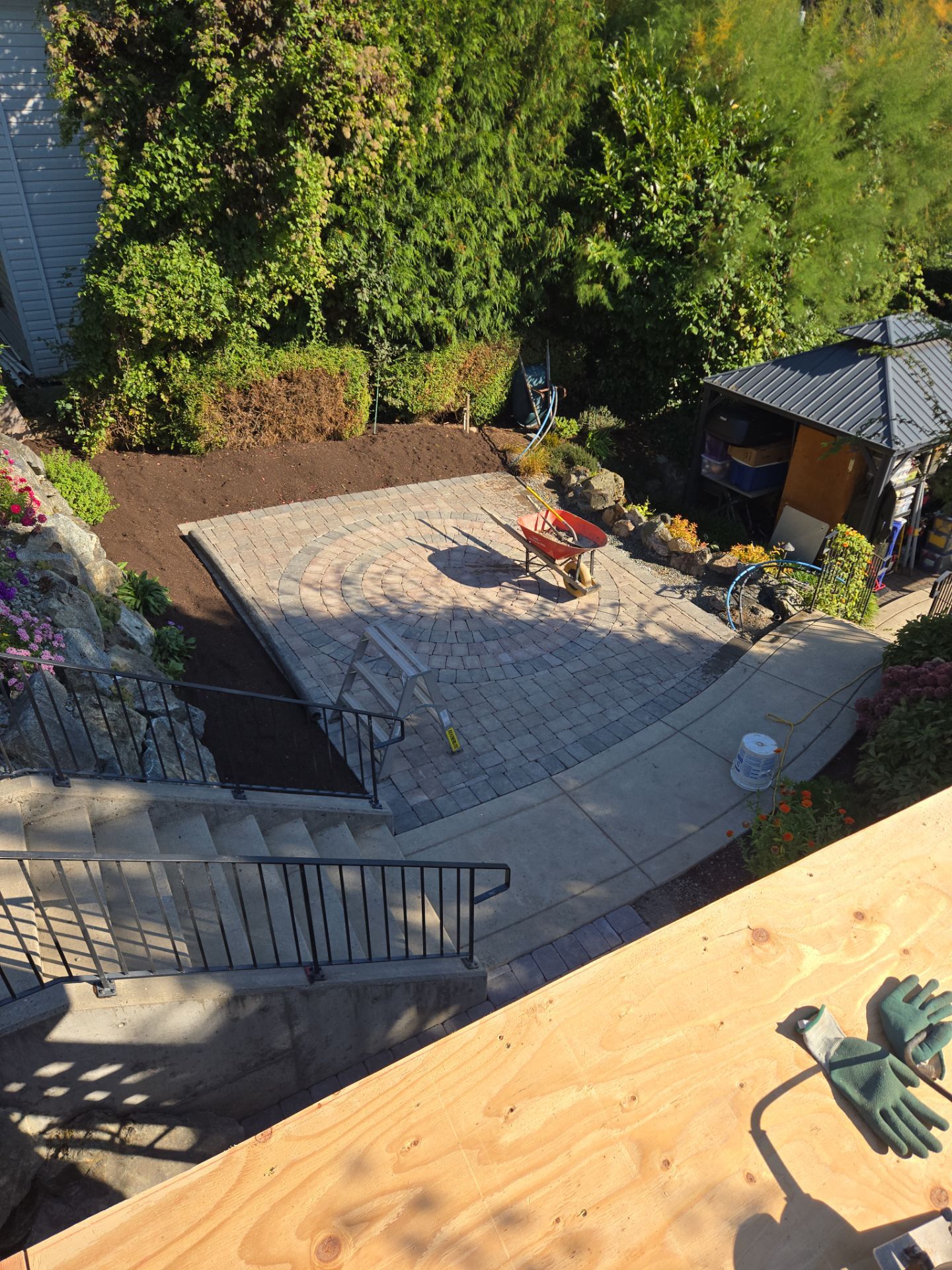 Backyard Transformation — Custom Shed, Paver Patio & Retaining Wall by Habanero Garden and Exterior Care