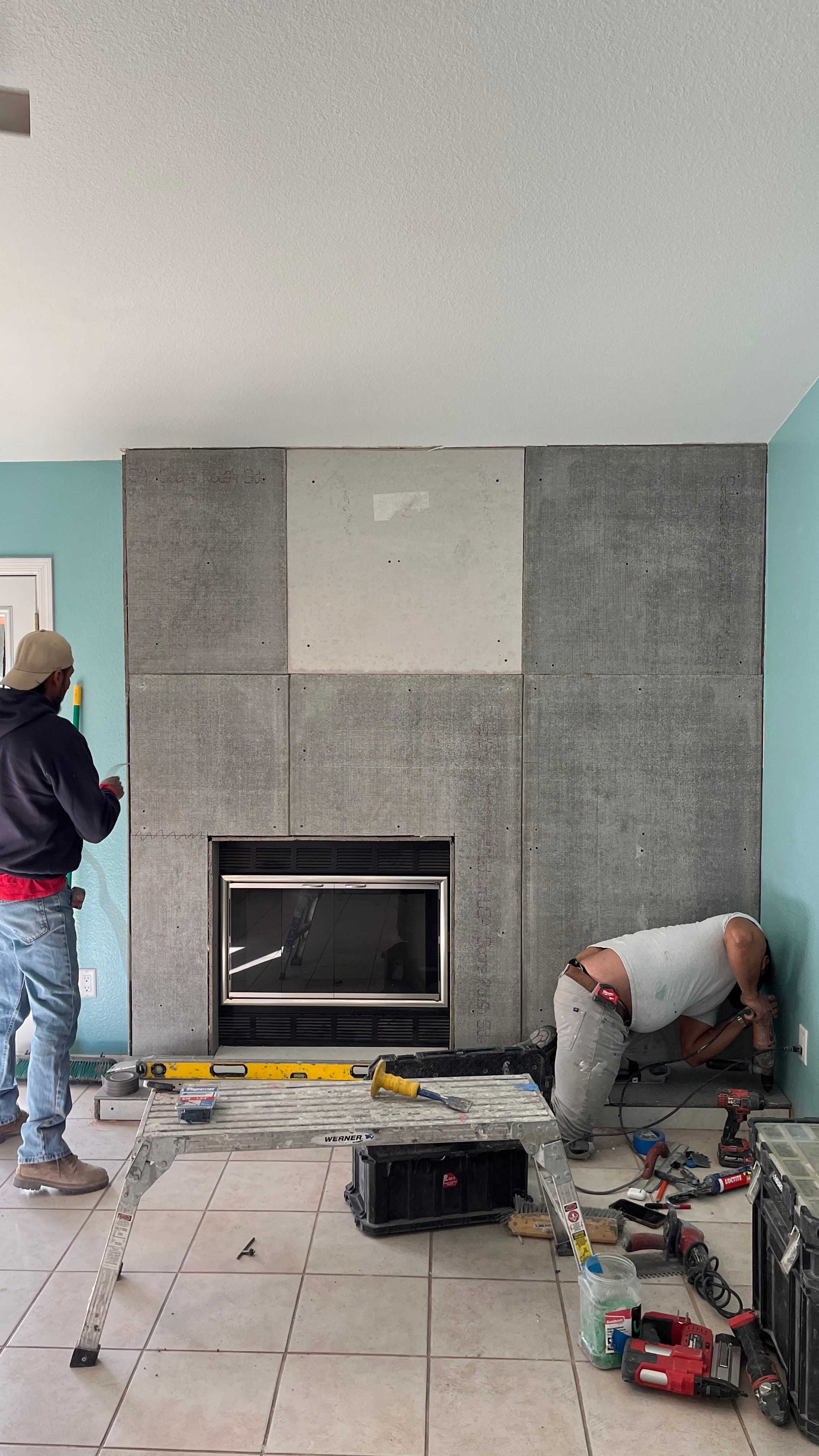 Fireplace using Tile by Footprints Floors of Chandler 