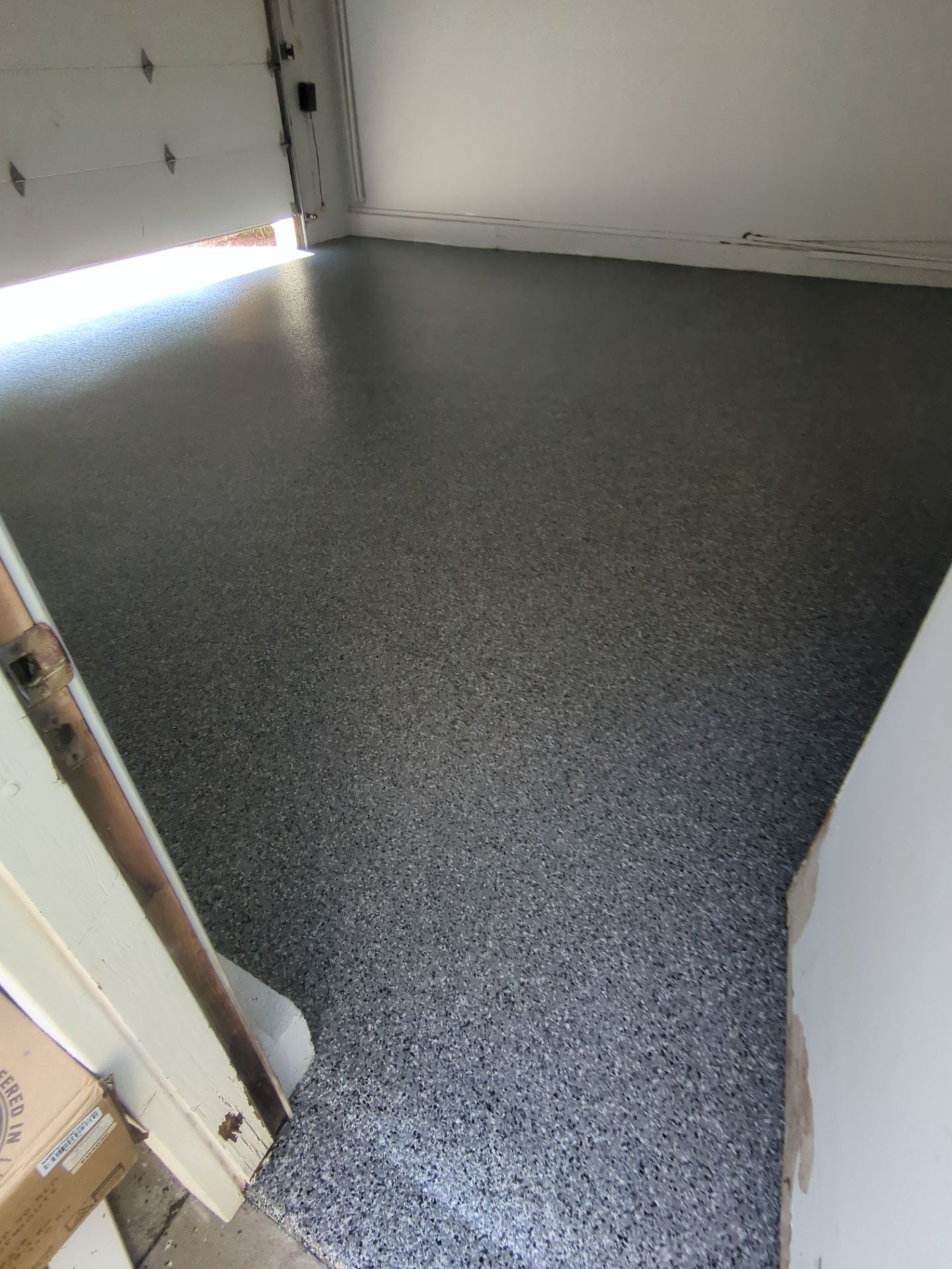 Garage Floor: Vinyl Chip using Midnight by J&C Concrete Restoration, Inc