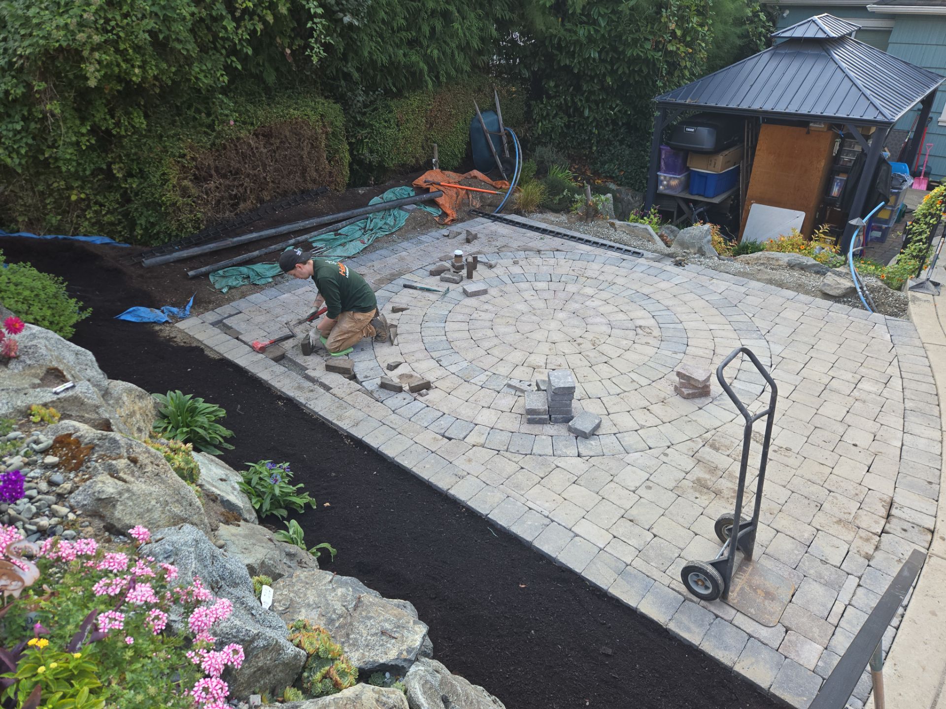 Backyard Transformation — Custom Shed, Paver Patio & Retaining Wall by Habanero Garden and Exterior Care