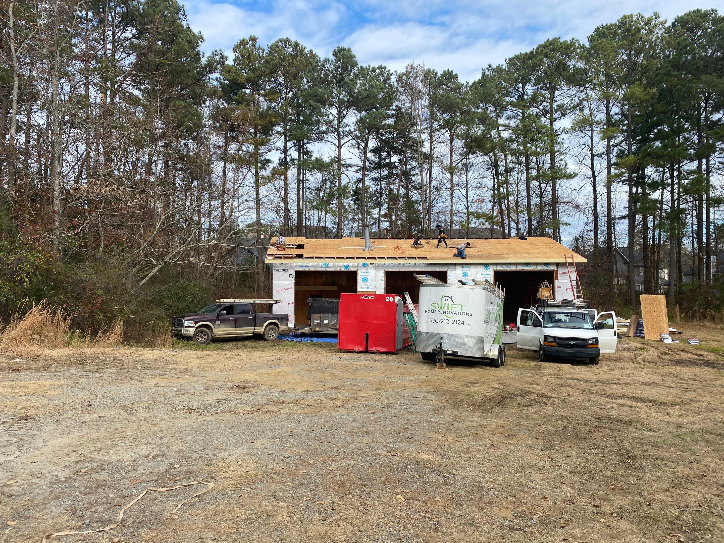 Custom Three-Bay Detached Garage Construction in Kennesaw by Swift Home Renovations