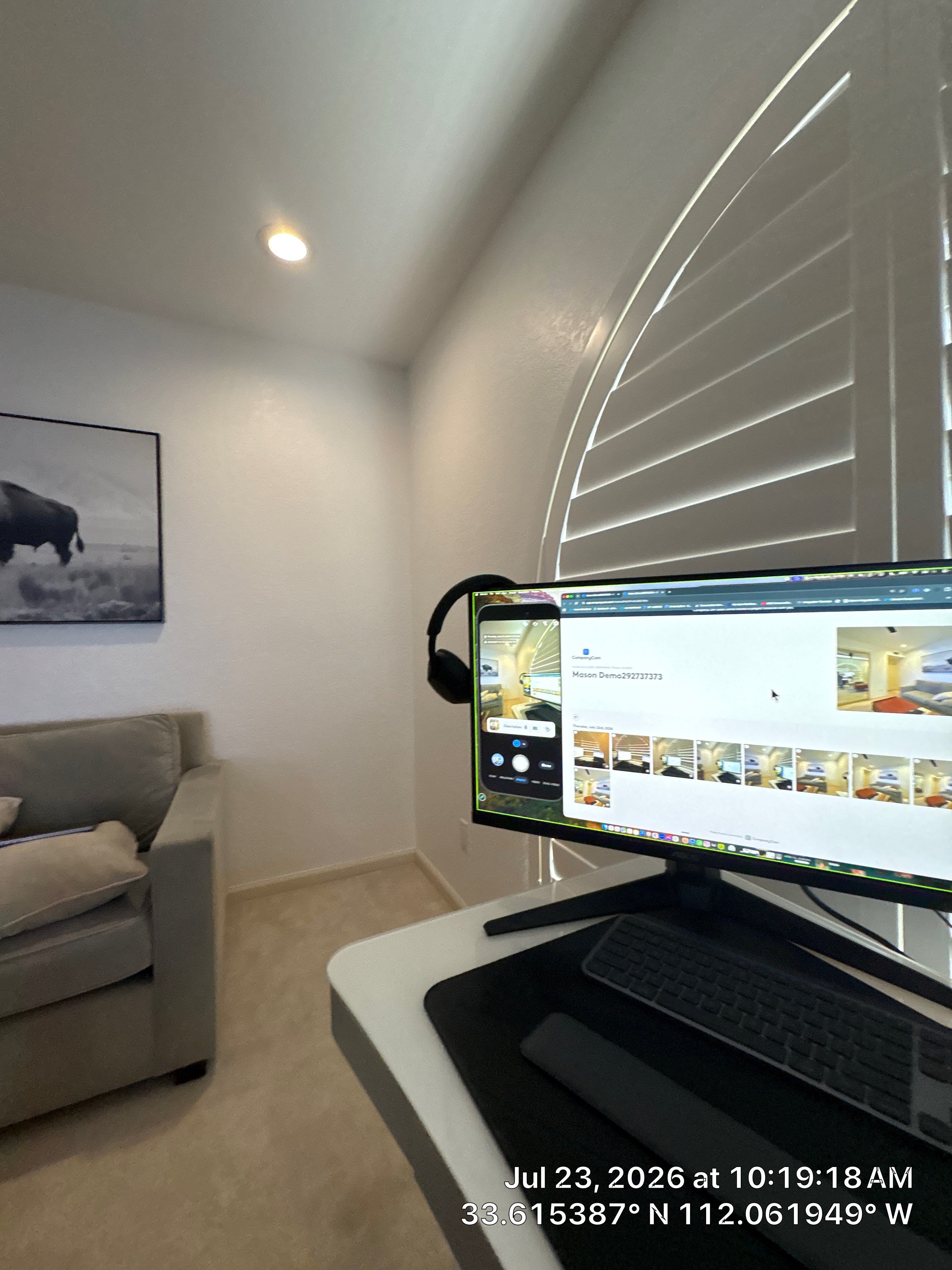 Custom Home Office Setup and Plantation Shutter Installation in Phoenix by CompanyCam Sales Demo