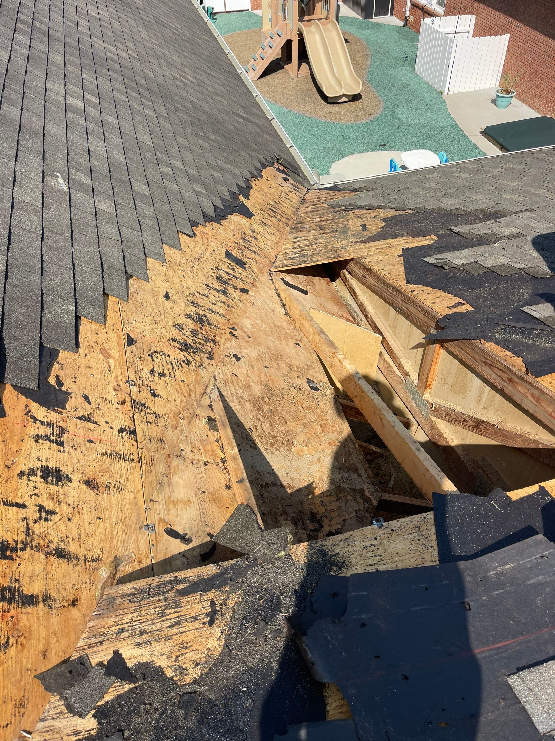 Large roof correction by SOS Home Ohio 