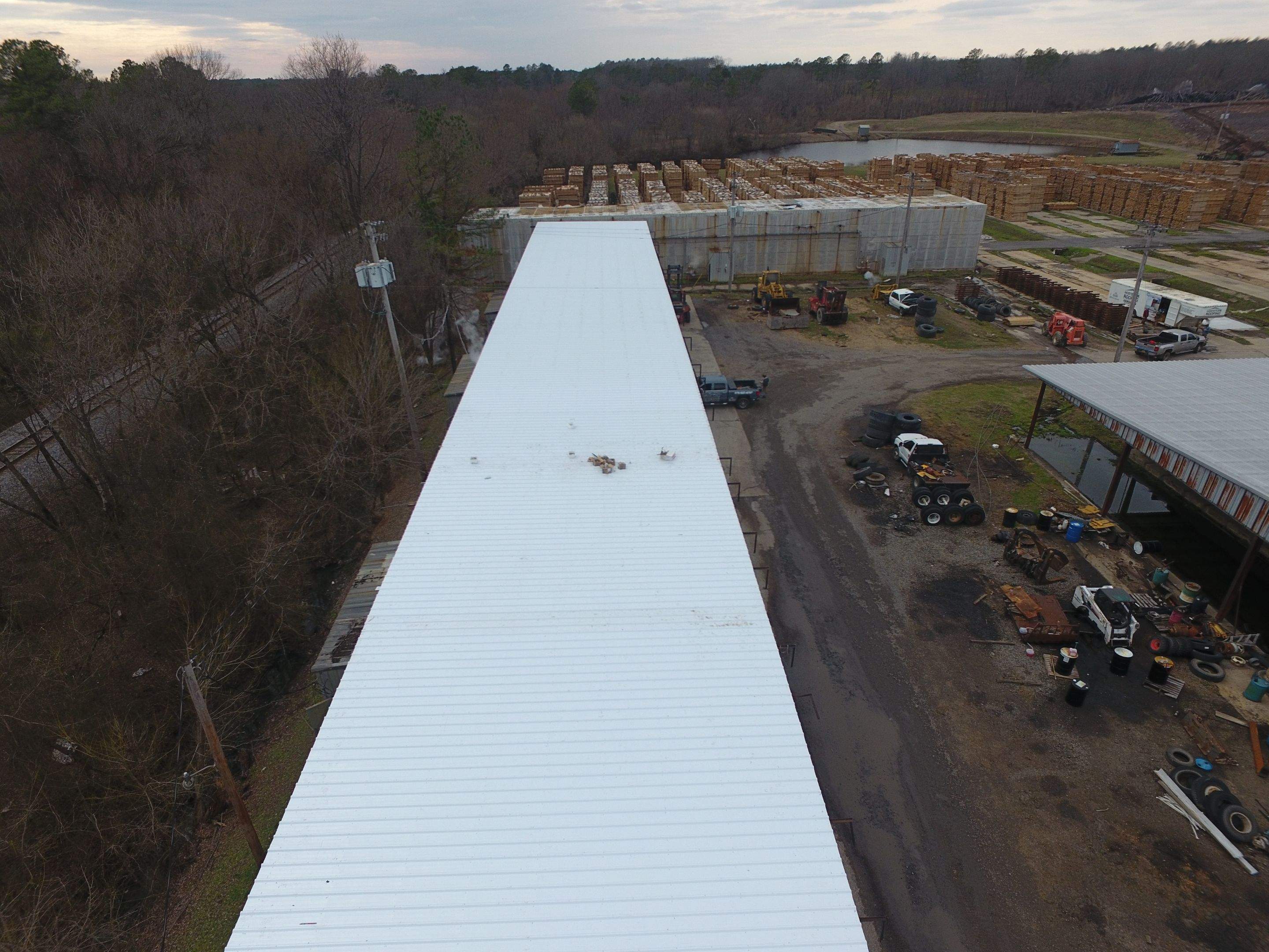 Commercial Roofing Installation using Aluminum Roofing panels by Hostetler Roofing