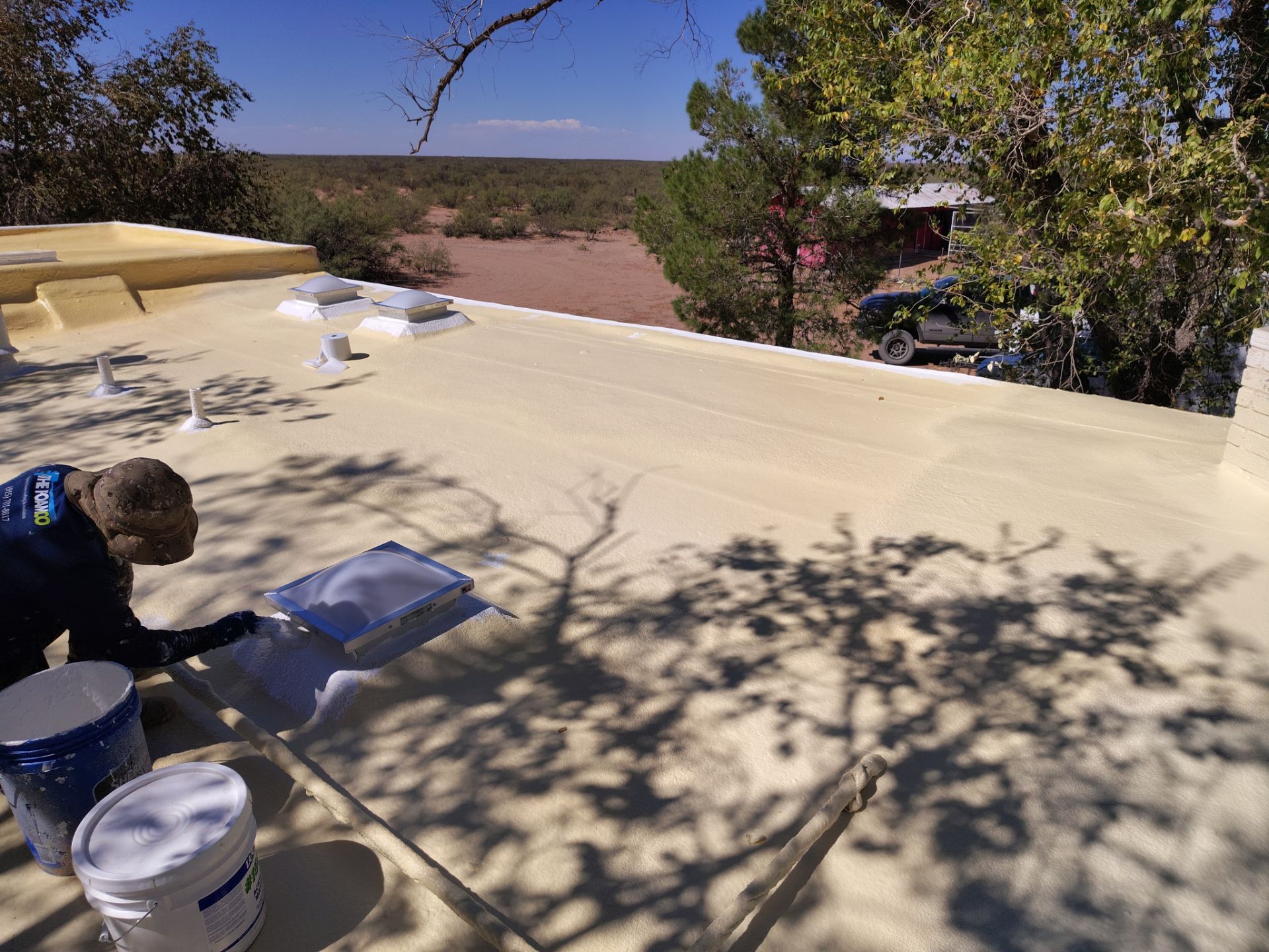 Residential roof application by SPF Services 