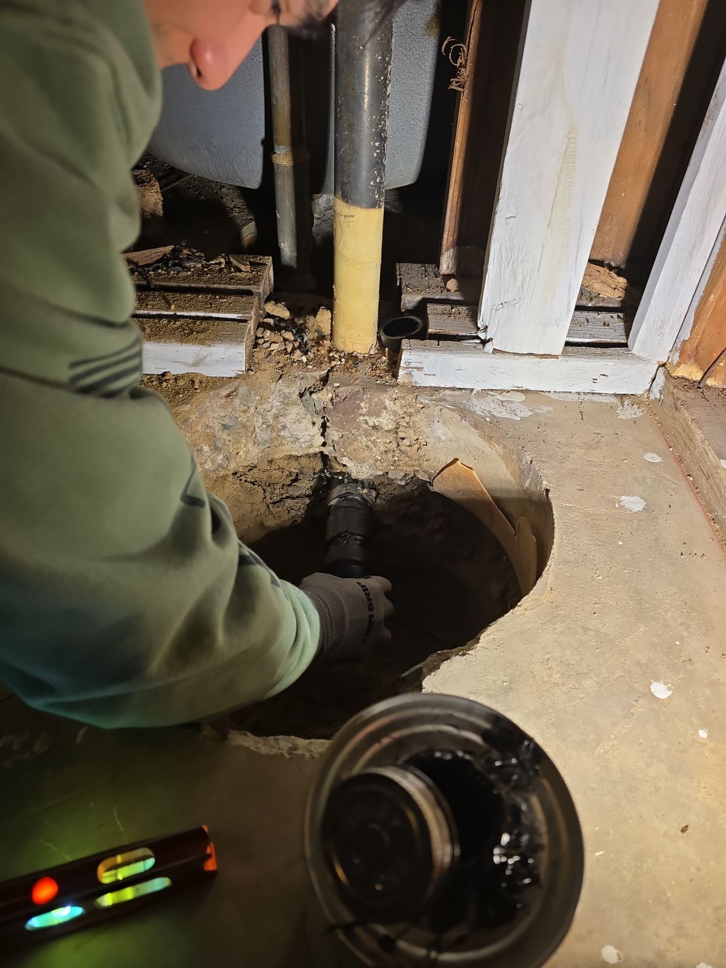 Shower Tub Installation with Underground Plumbing by Us Plumbing 