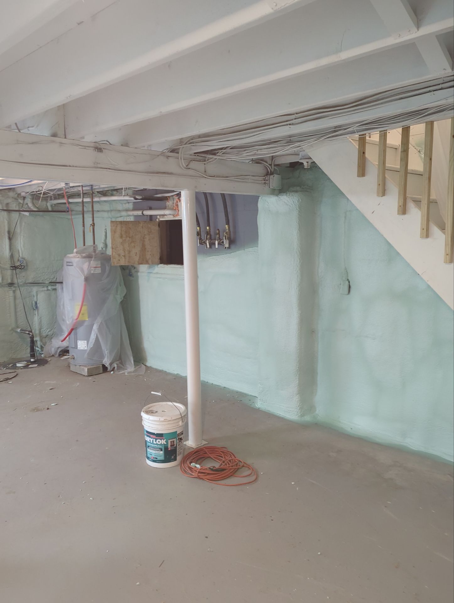 Basement Exterior Walls using Closed Cell Spray Foam by NYS Foam & Energy