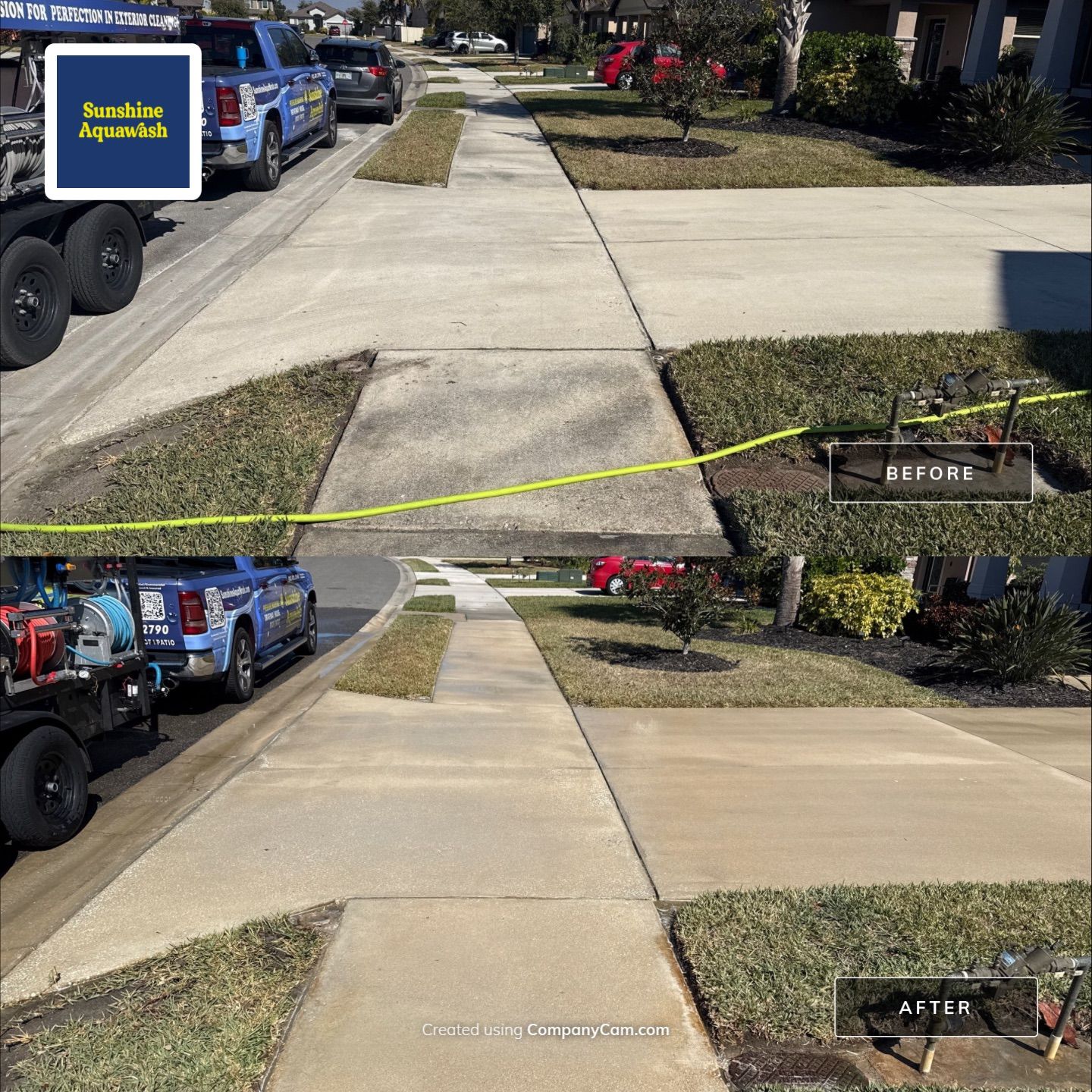 2-Car Concrete Driveway & Sidewalk Cleaning in Trevesta – Palmetto, FL by Sunshine AquaWash