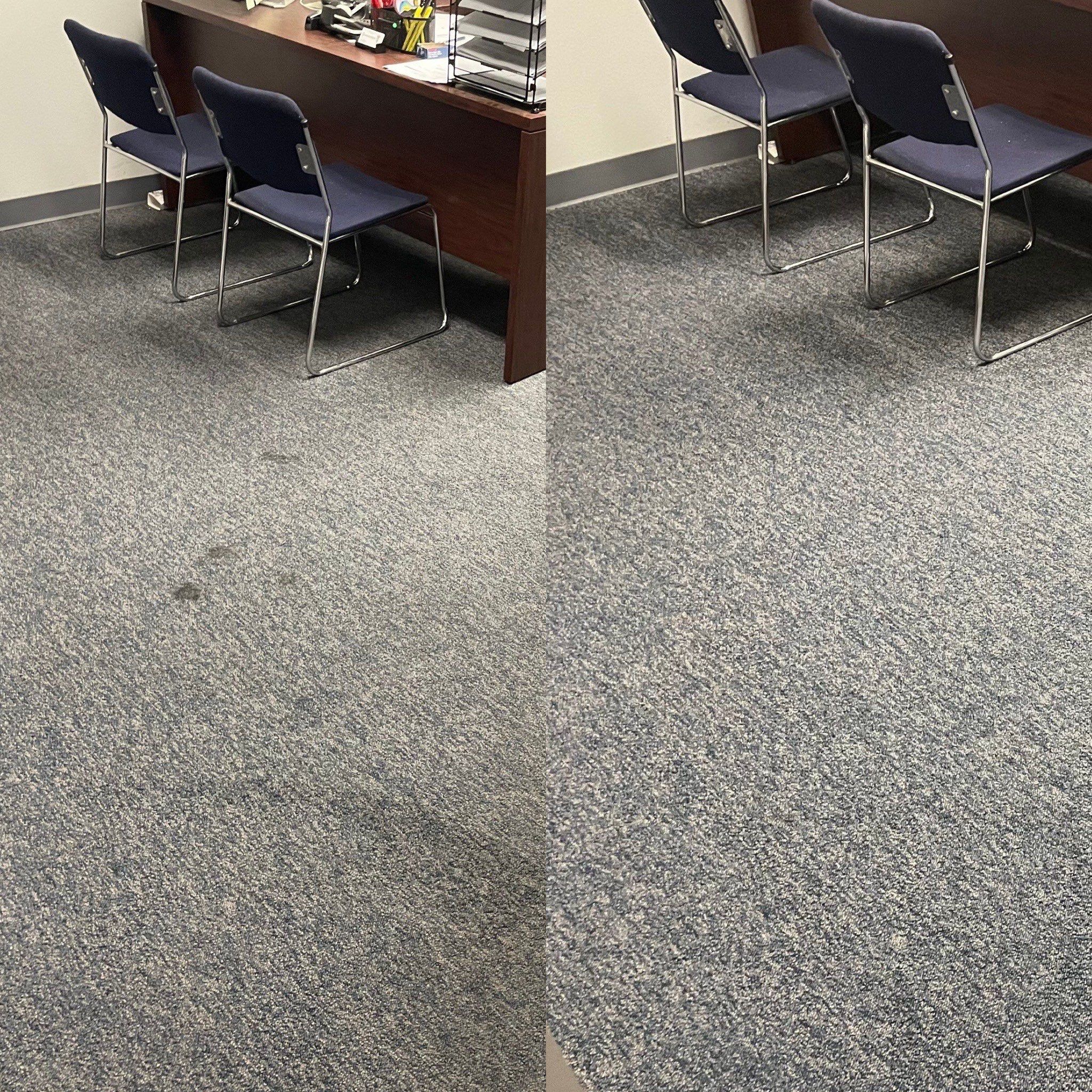 carpet cleaning service removing stains from office carpet making it look refreshed and cleaner based in san antonio