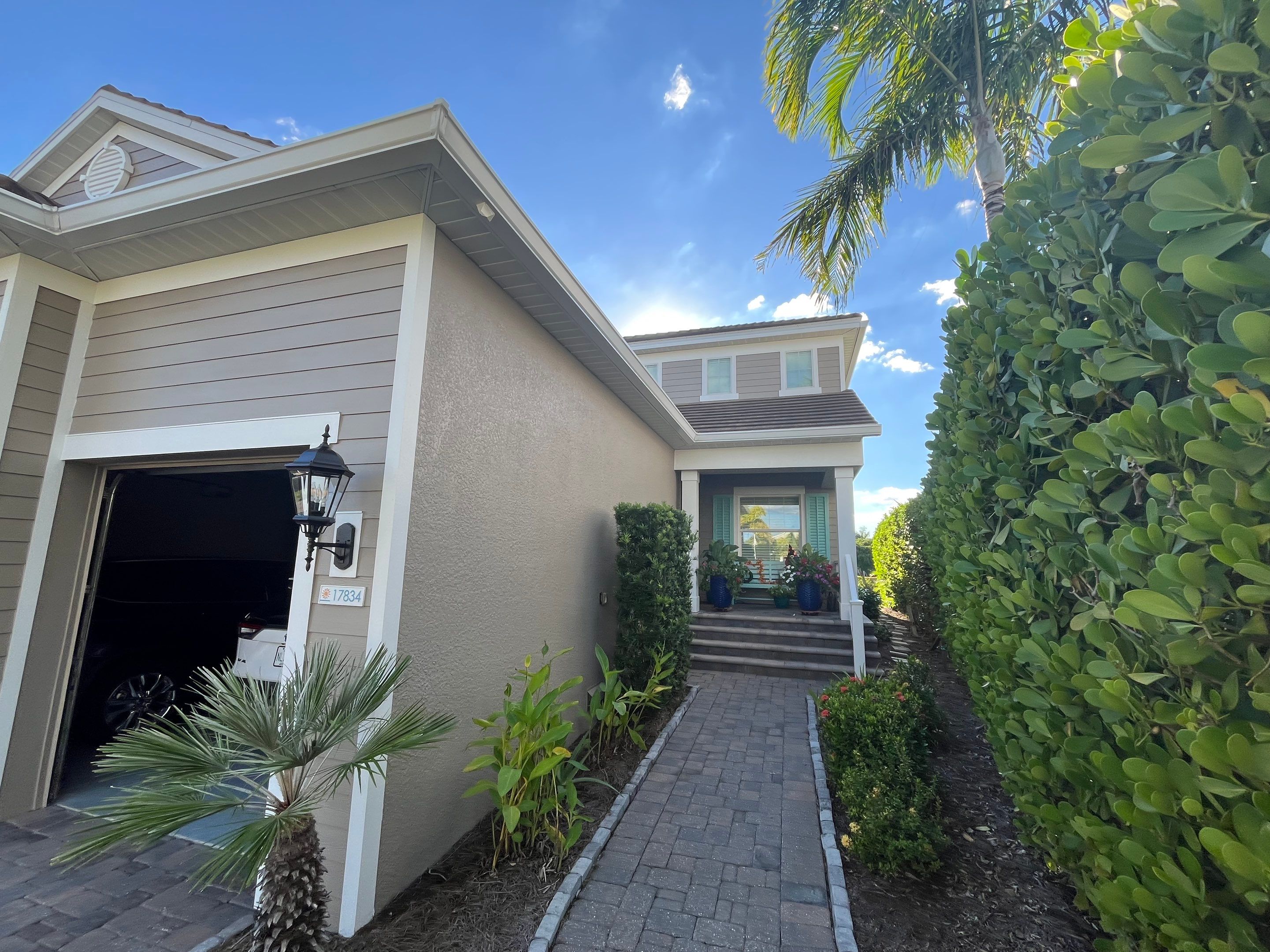 Bronze Downspouts & 7-Inch K-style Seamless Gutter Installation in Fort Myers FL by Gutter Professors