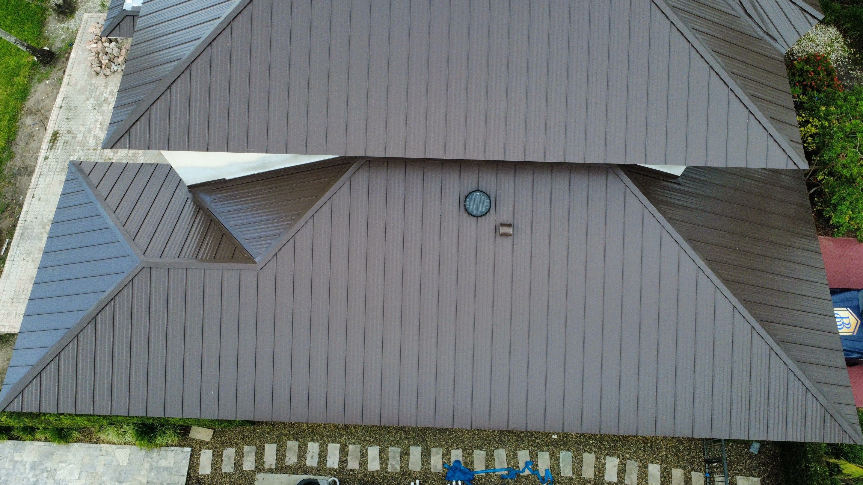 Residential Roofing Installation using 1" Nail strip metal roof by BLUES BROTHERS ROOFING