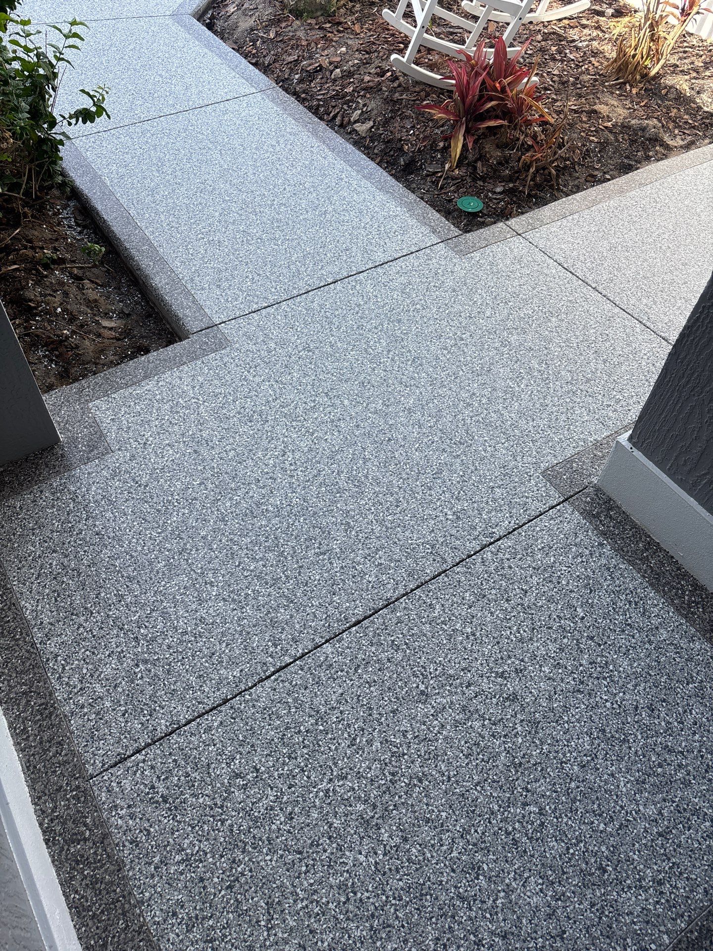 Driveway & Sidewalk Slatestone with Silvercreek borders by Innovative Concrete Coatings 