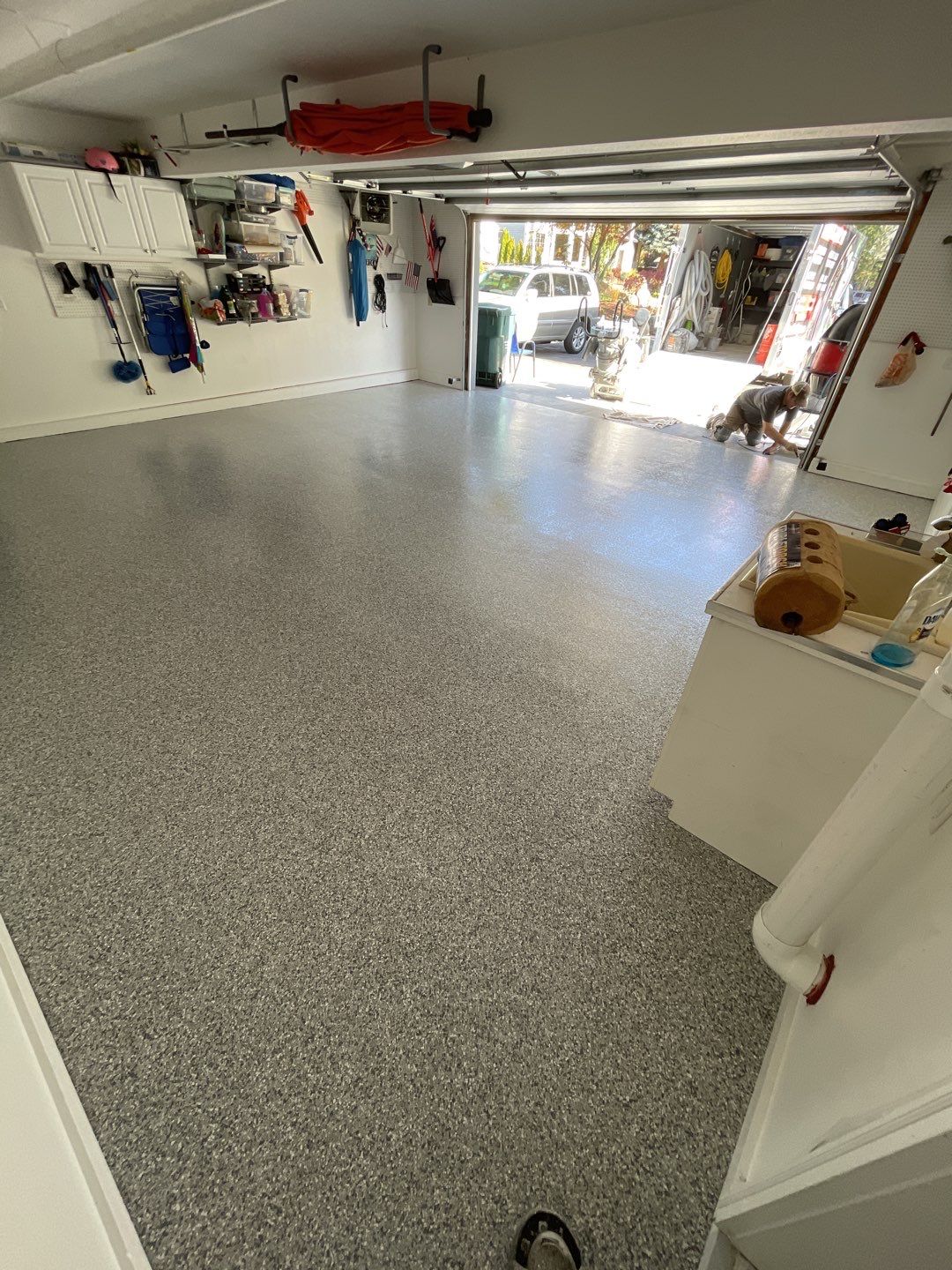 Garage Transformation using Slate Stone by Croc Coatings, LLC