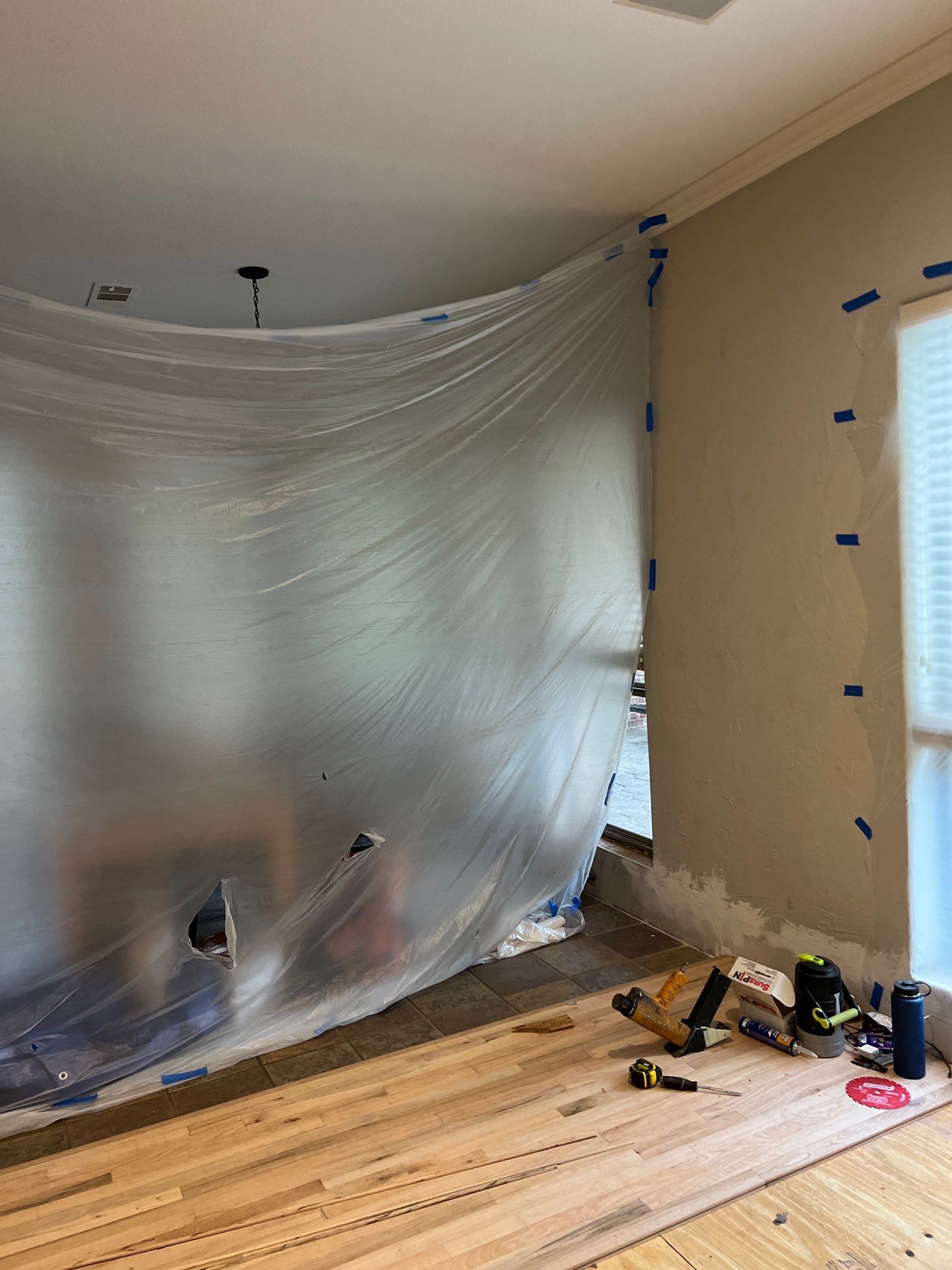 In Progress - Repairing wet Hardwood Floors in Colleyville by Bernard Hardwood Floors