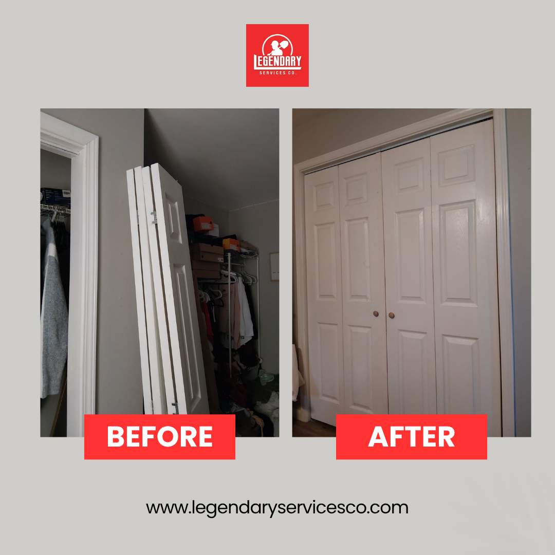 White Paneled Bifold Closet Door Installation