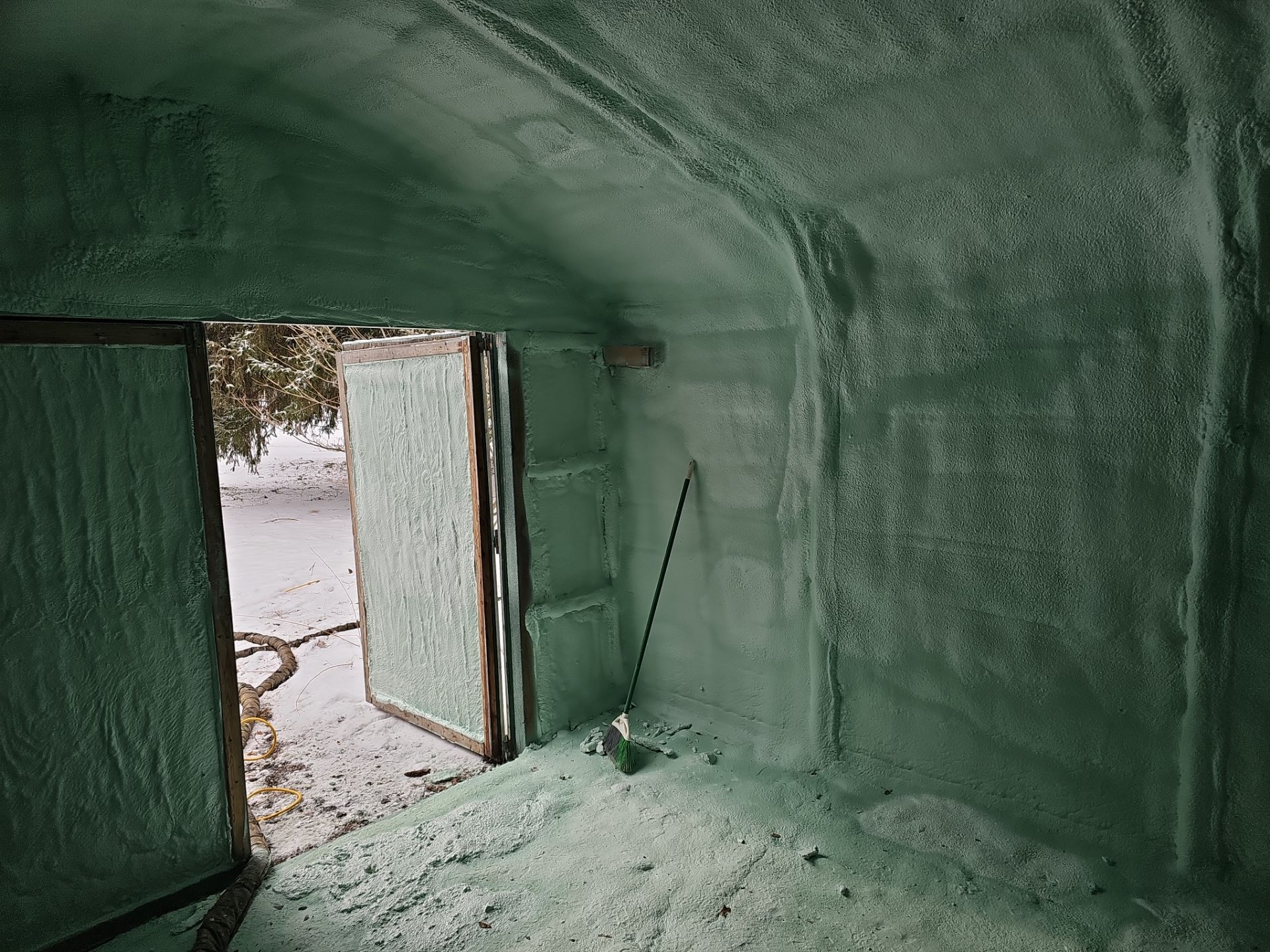 Closed Cell Spray Foam Applied to a Metal Shed by NYS Foam & Energy