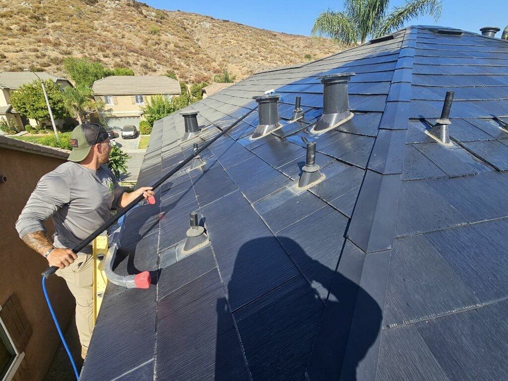 Tesla Roof Cleaning in Fontana California by Palm Coast Solar Cleaning