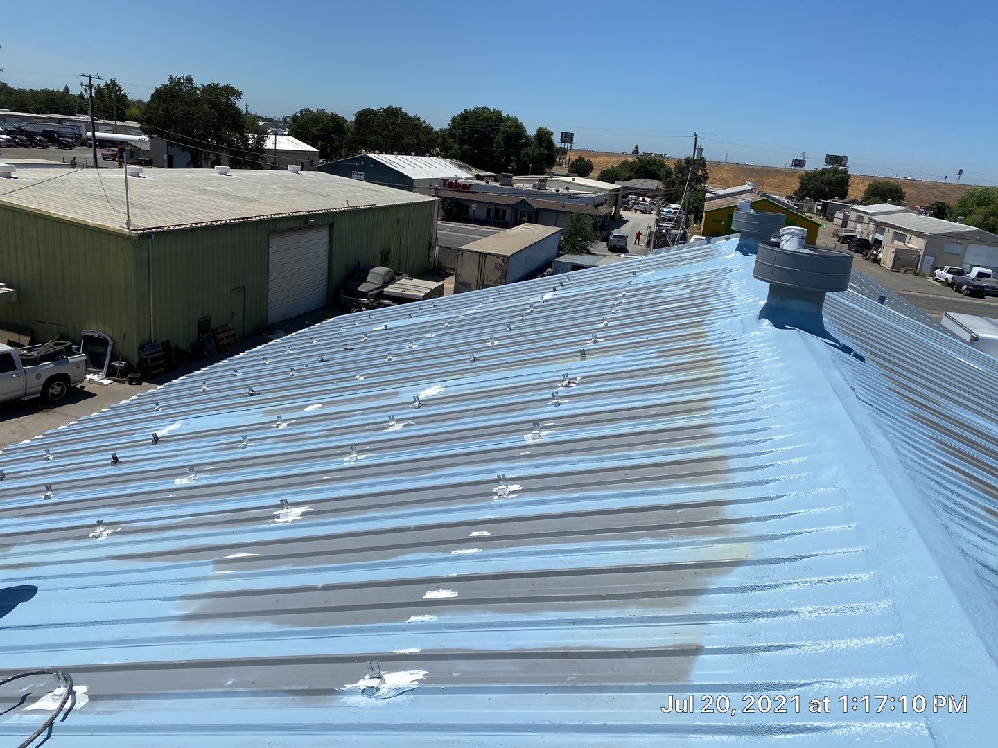 MR Roofing system using Conklin Benchmark/PUMA XL fabric and coating by Straight Edge Roofing Inc