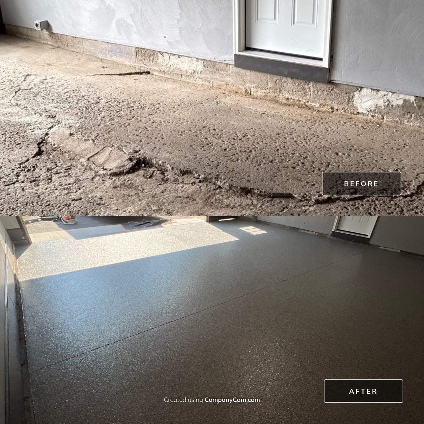 Concrete garage floor replacement and epoxy coating installed by NG Masonry & Construction LLC