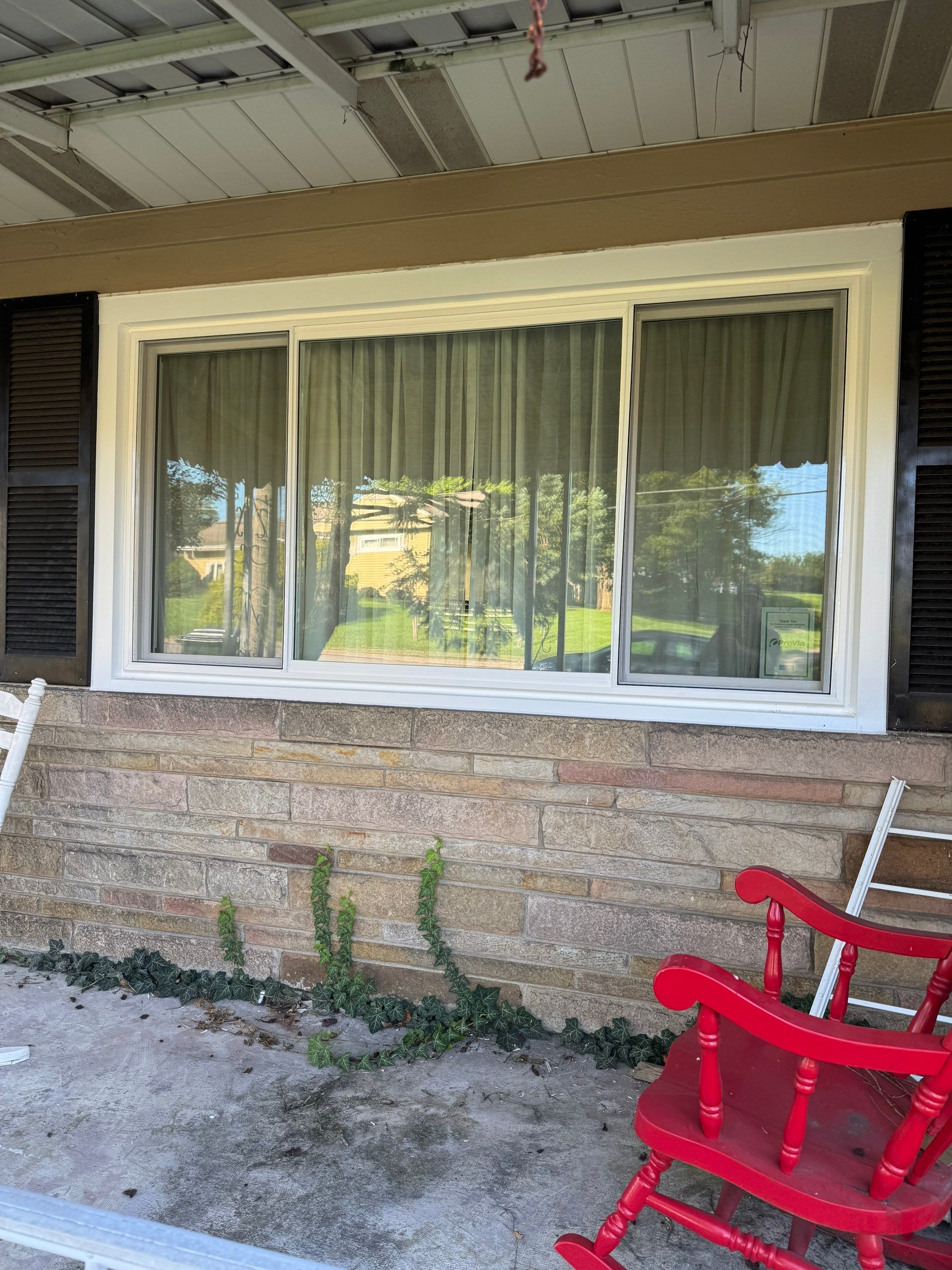 White Vinyl Sliding Window and Glass Block Installation in Columbus by Ohio State Windows