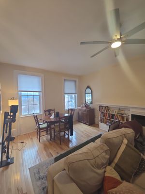 A Warm Neutral Living Room with a Bold Accent Feature