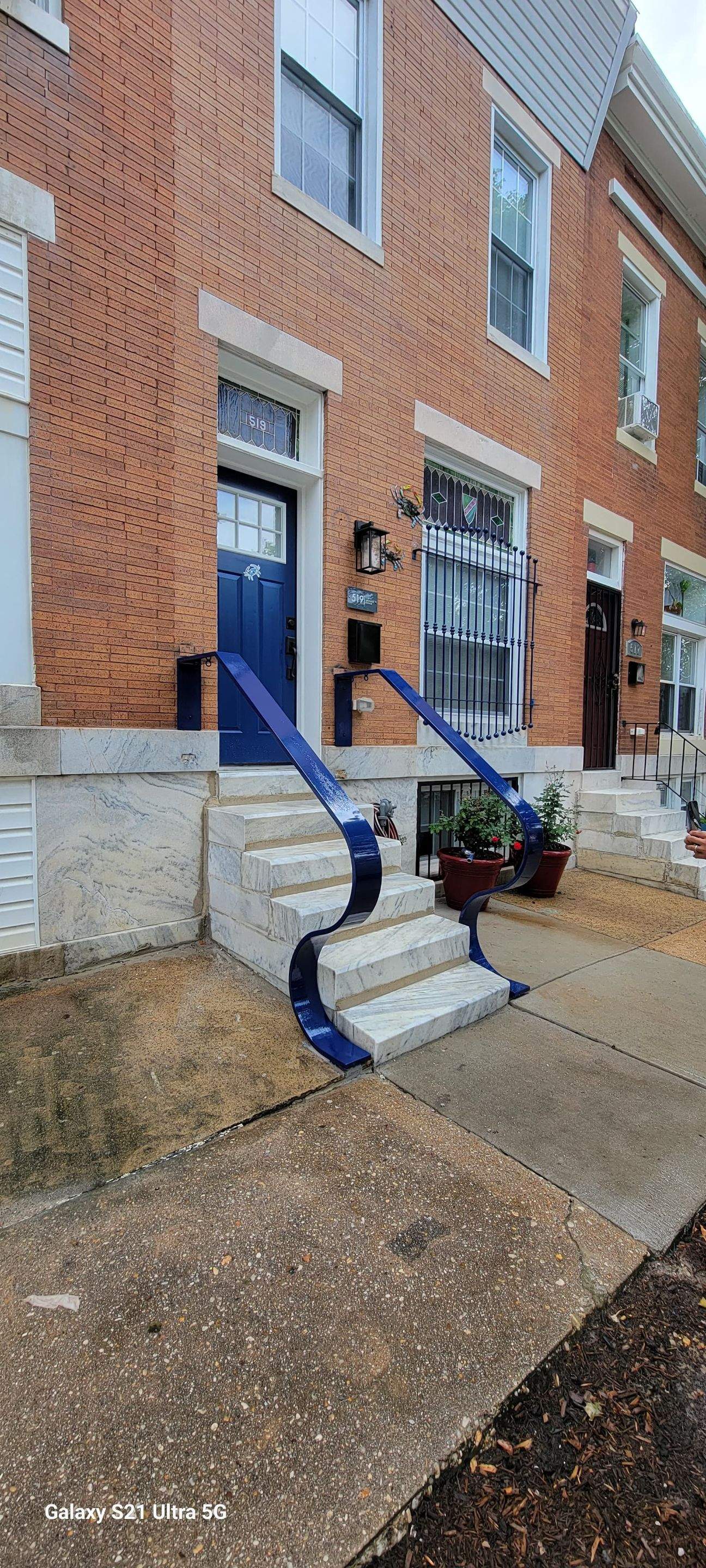 Custom "S" Shape Stair Handrails – Entryway Transformation – Baltimore, MD by Capitol Iron Works