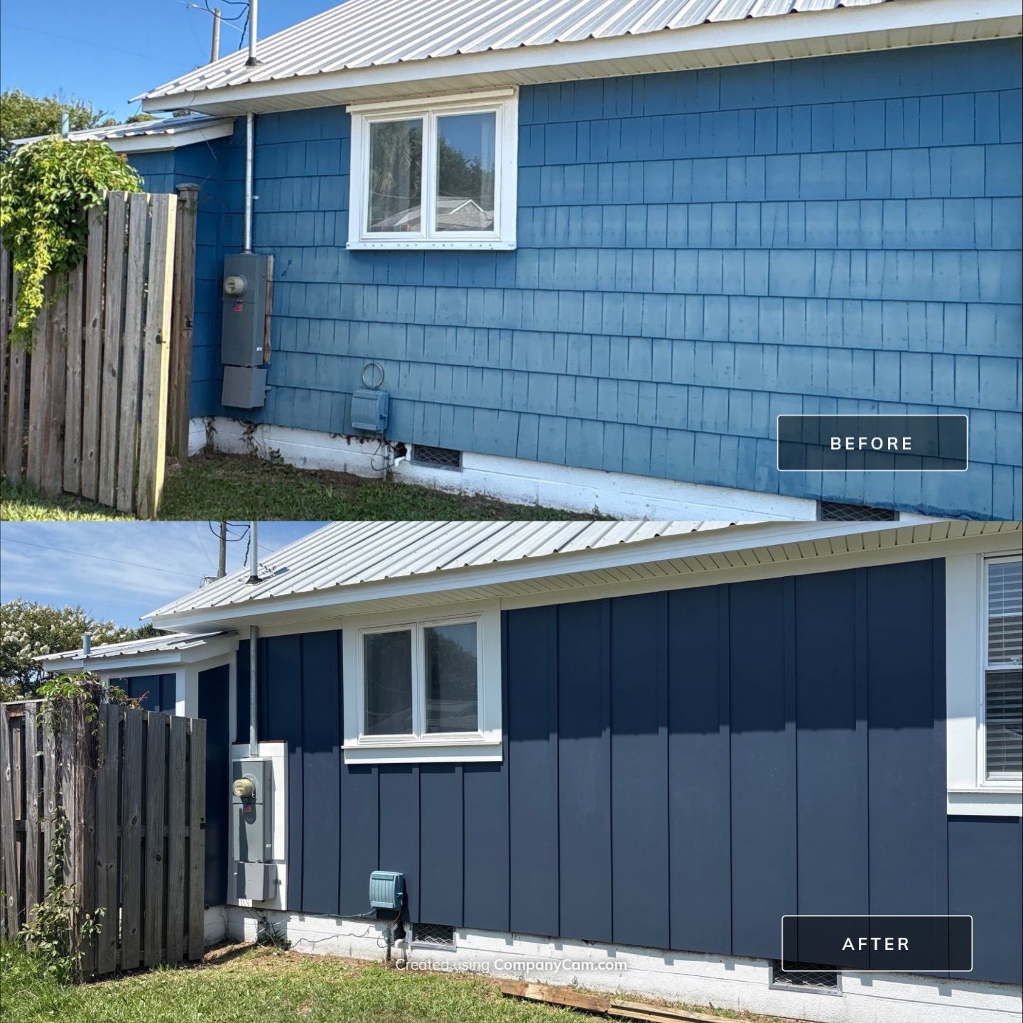 Dark Blue Board and Batten Siding Replacement in Kure Beach by Ideal Siding Wilmington, NC
