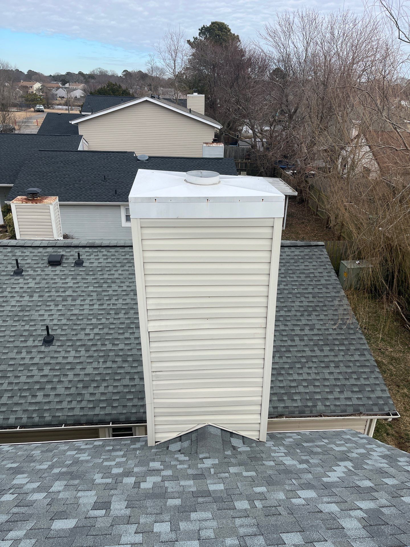 Chase Cover Replacement - Special Rooftop Work Platform  by Premier Chimney and Roofing