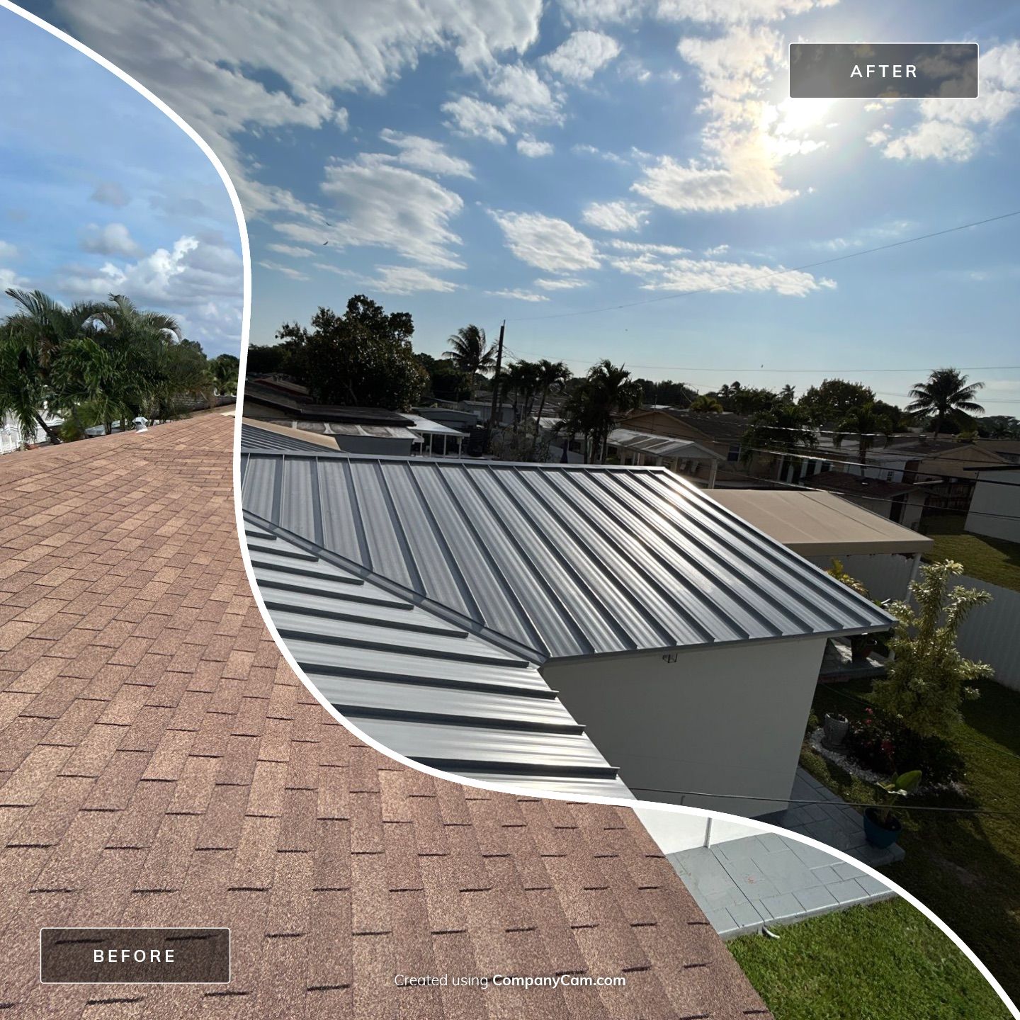 RESIDENTAL METAL REROOF 24 GUAGE DOVE GRAY 1-1/2" MECHANICAL SEAM METAL POLYGLASS POLYSTICK XFR by Earl W. Johnston Roofing 