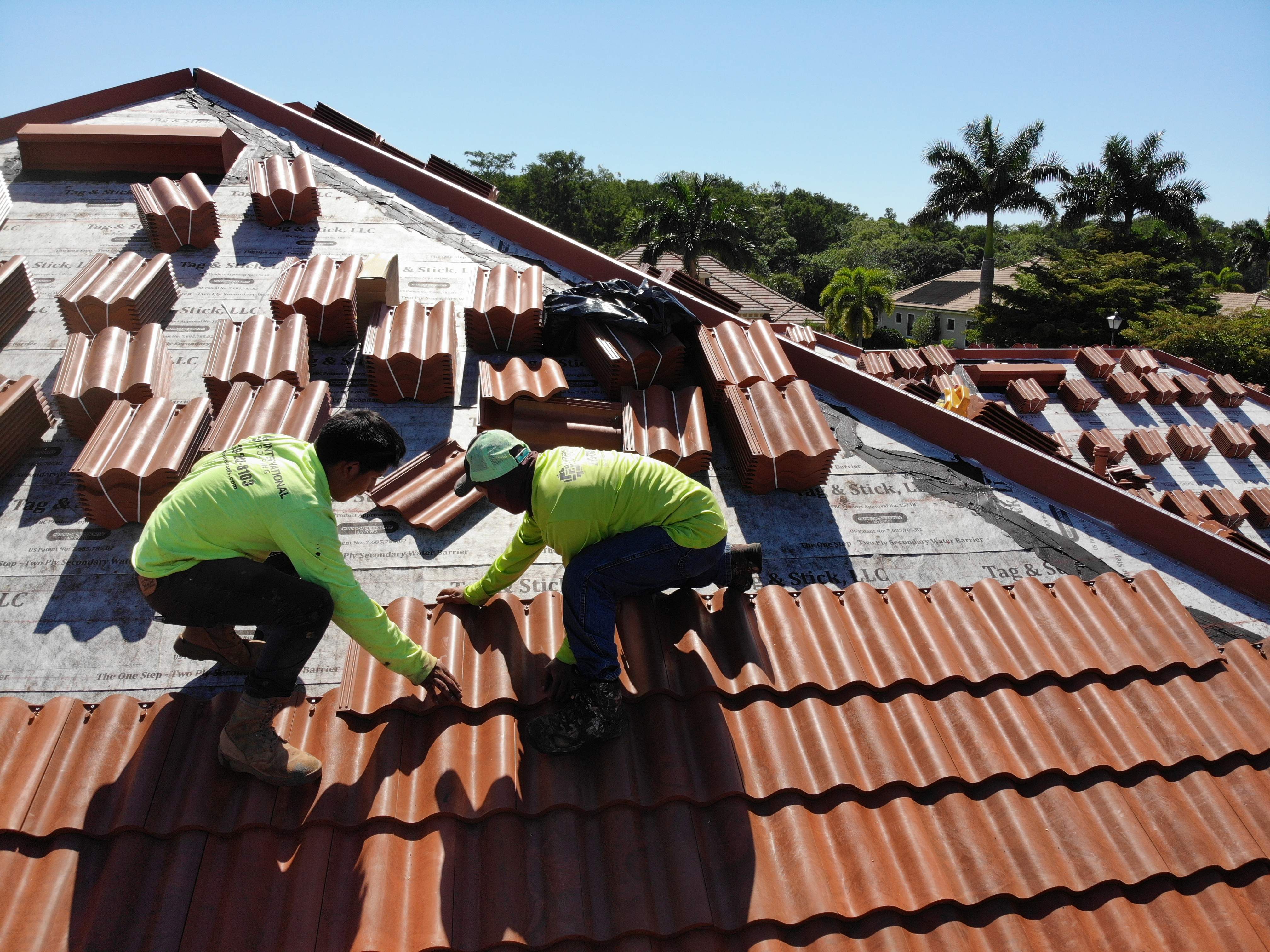 Residential Roofing Installation using Composite Spanish Tile by International Roofing