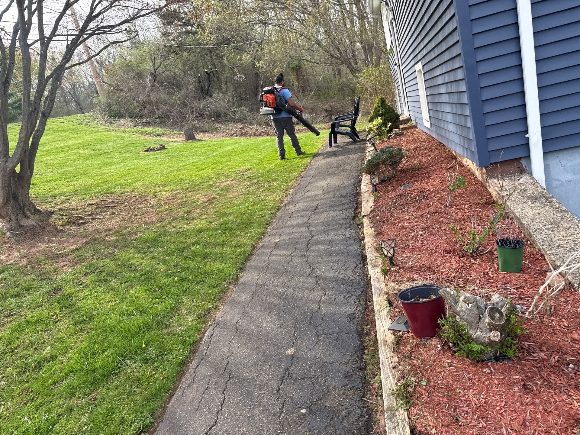 Lawn Care Visit at a Residential Property in North Branford, CT by Diamond Image LLC