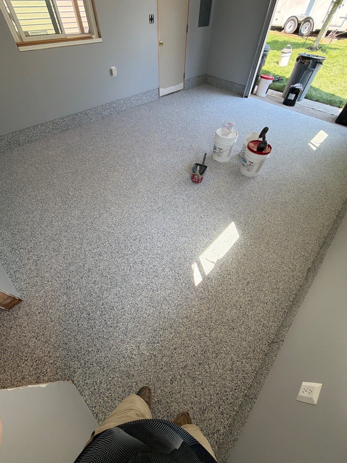 Custom Tidal Wave Epoxy Flake Floor Installation in Mears by Gordon Painting