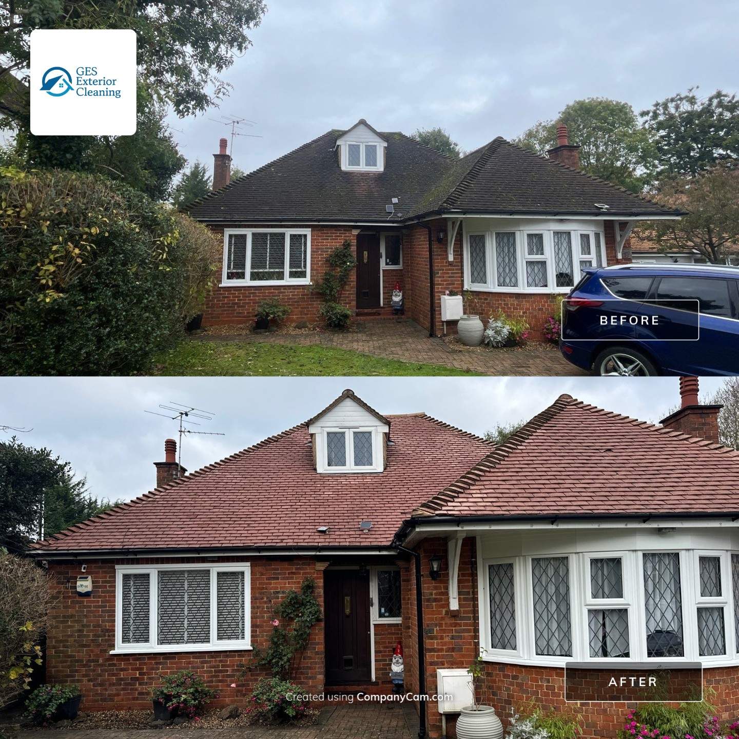 Roof Clean  - Moss Removal - Gutter Clean using Softwash Equipment by Ges Exterior Cleaning ltd
