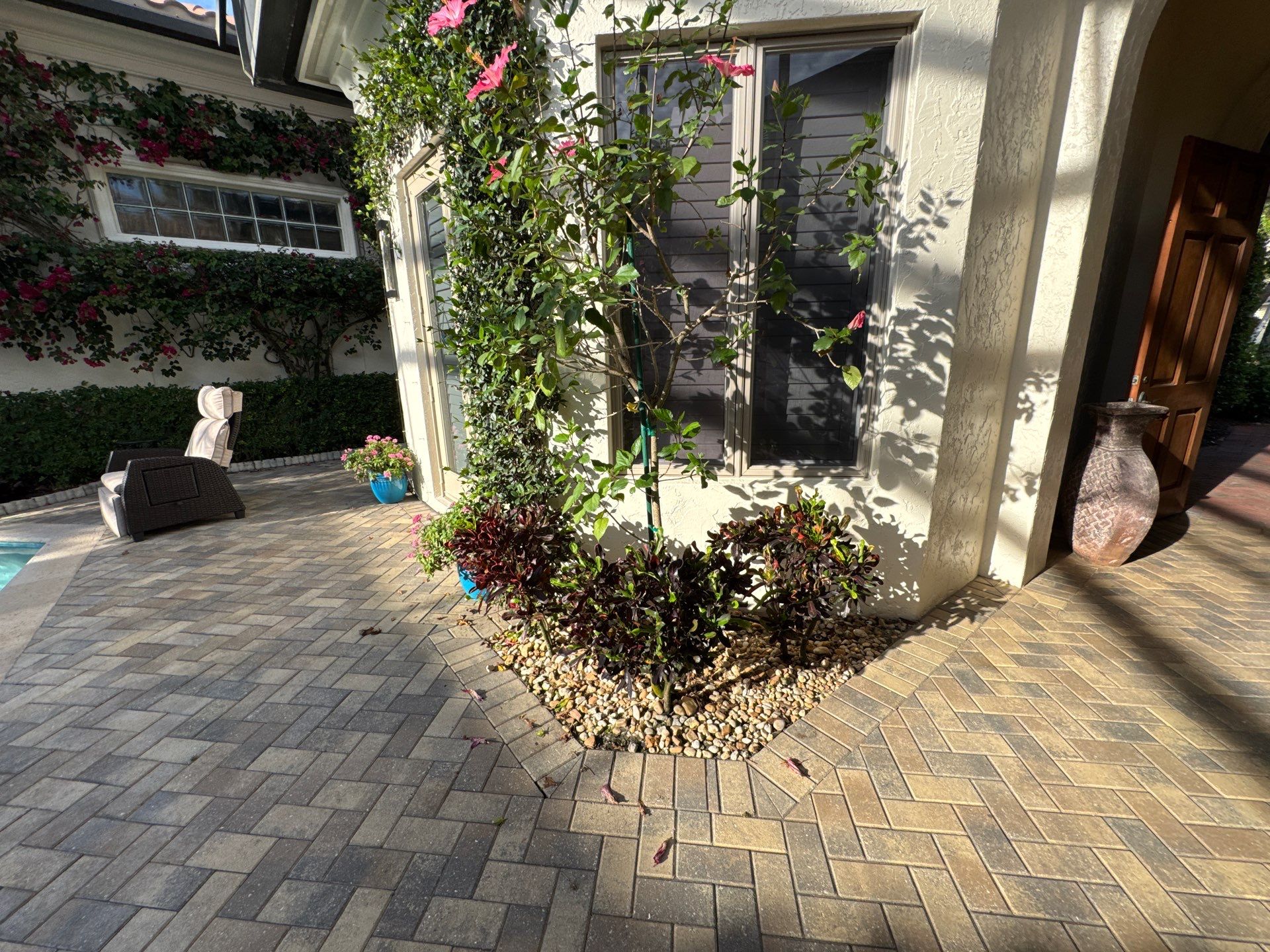 Pool Deck/Landscape/landscape lighting/pool coping/porcelain pavers/Pelican Marsh by Old Town Pavers Llc