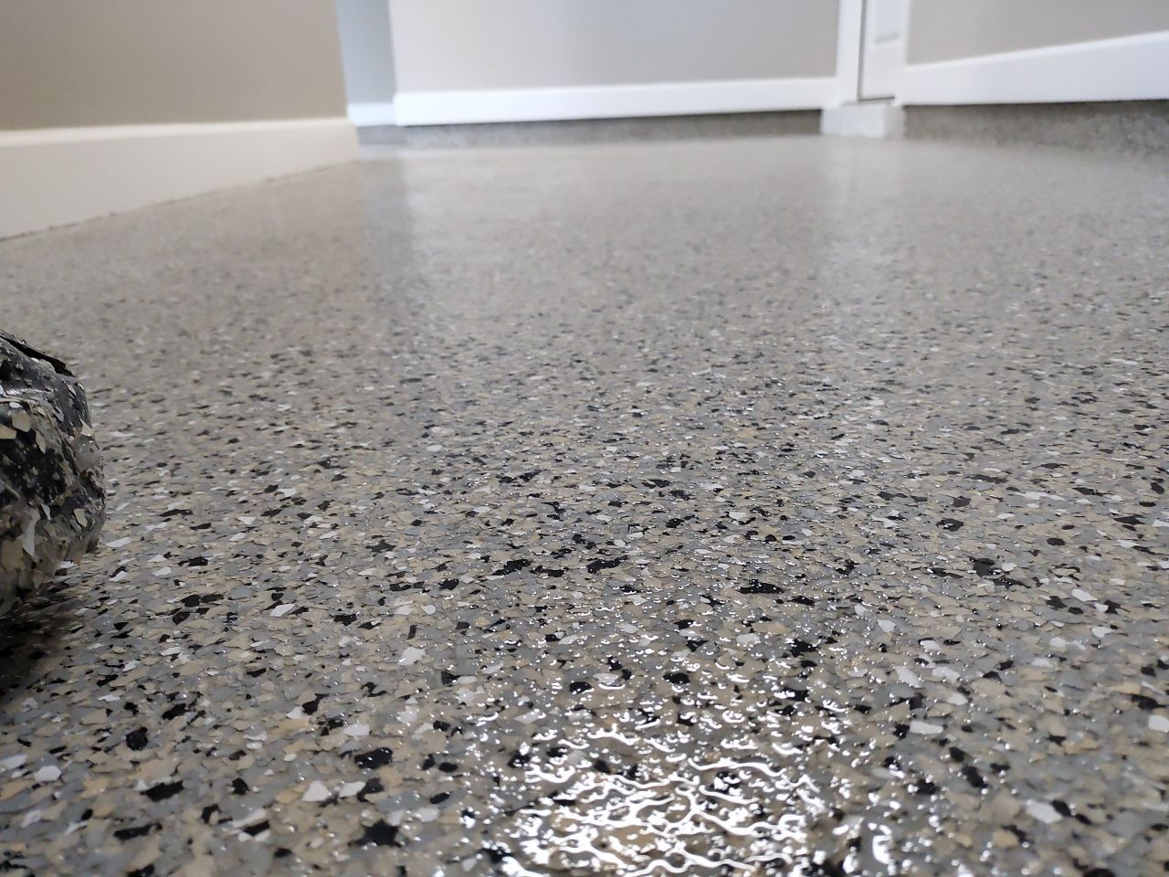 Mediterranean Car Garage! by Deese Elite Concrete Coatings