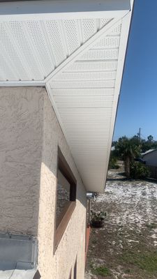 Soffit and Fascia Installation Using White Vinyl Soffit and Musket Brown Fascia