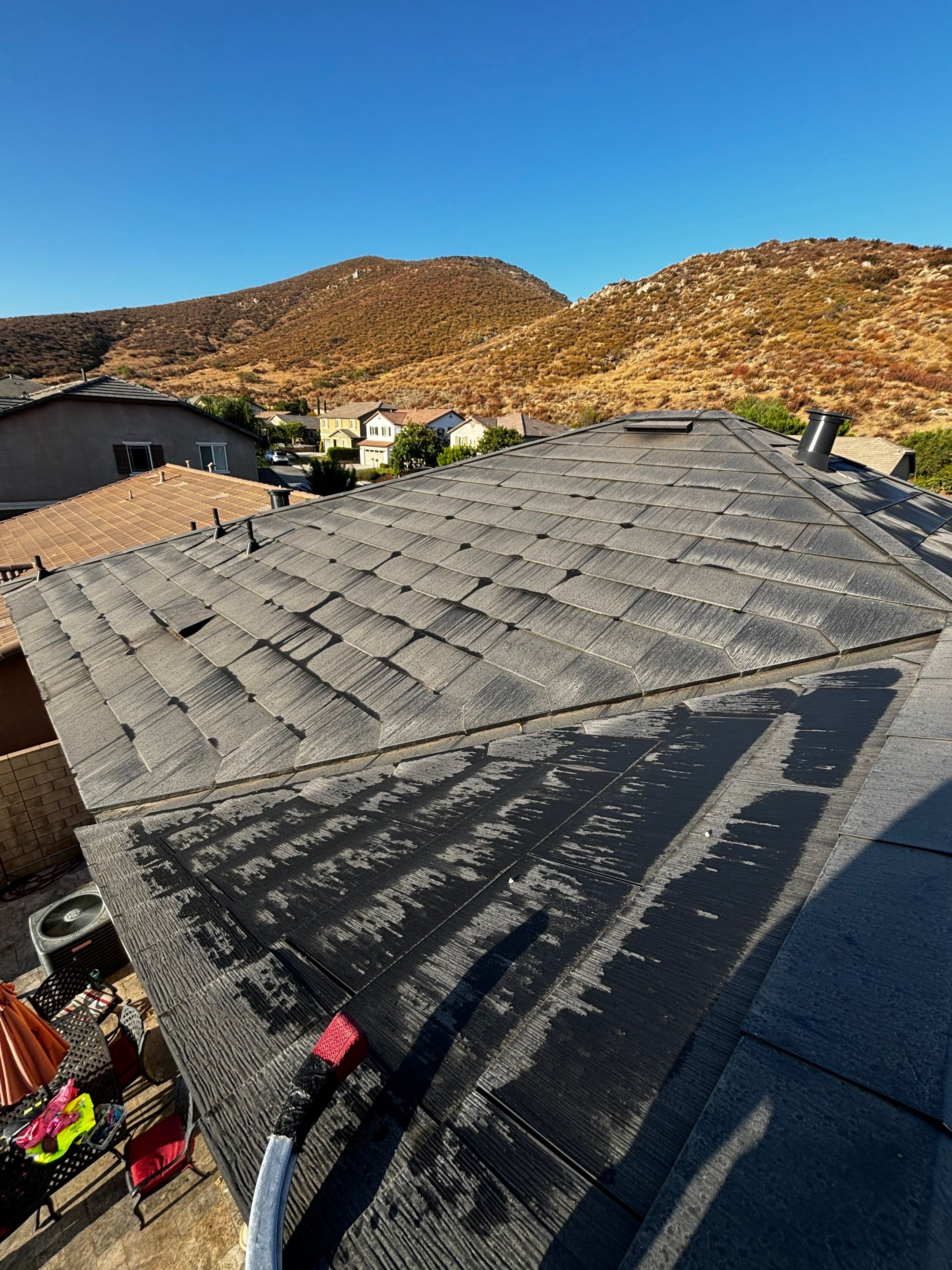 Tesla Roof Cleaning in Fontana California by Palm Coast Solar Cleaning
