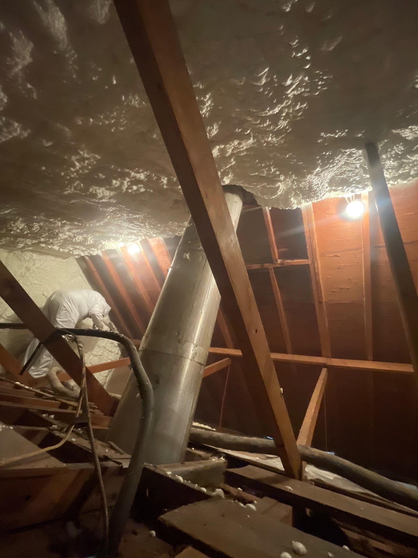 Attic Insulation using open cell spray foam by NYS Foam & Energy