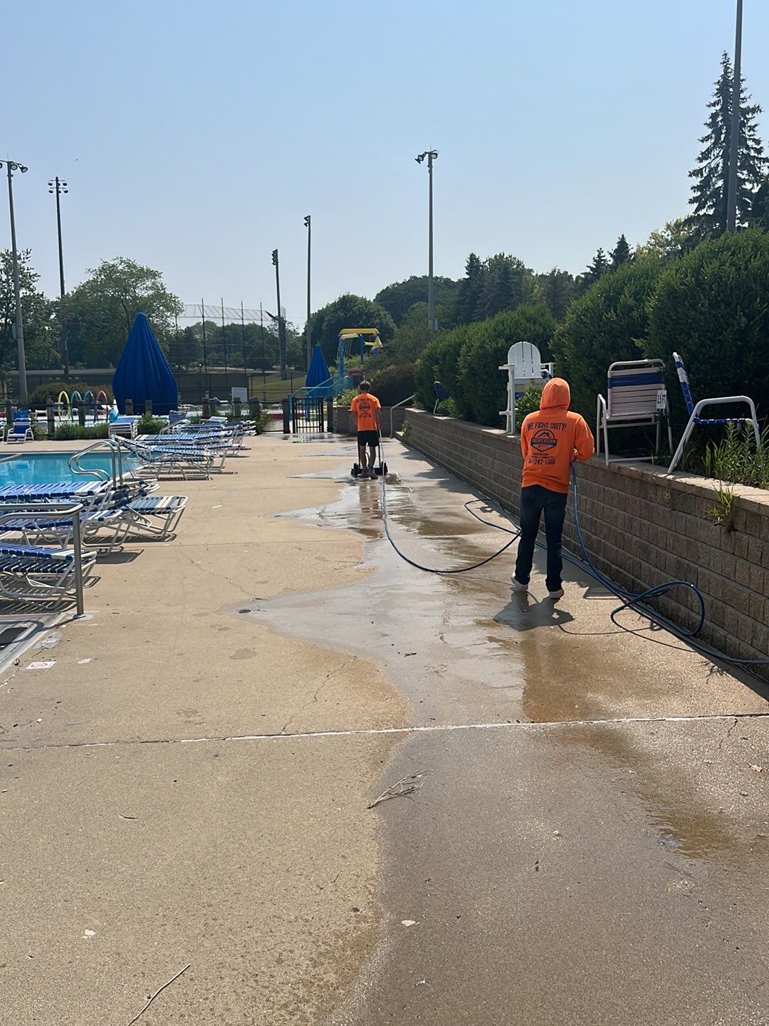 Northbrook, IL Park Dist. Pool deck by Northern Power Washing LLC.