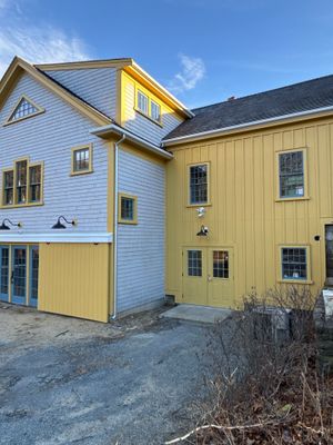 4x6 Fiberglass Gutter Installed with Round Smooth Galvalume Downspouts in Duxbury, MA