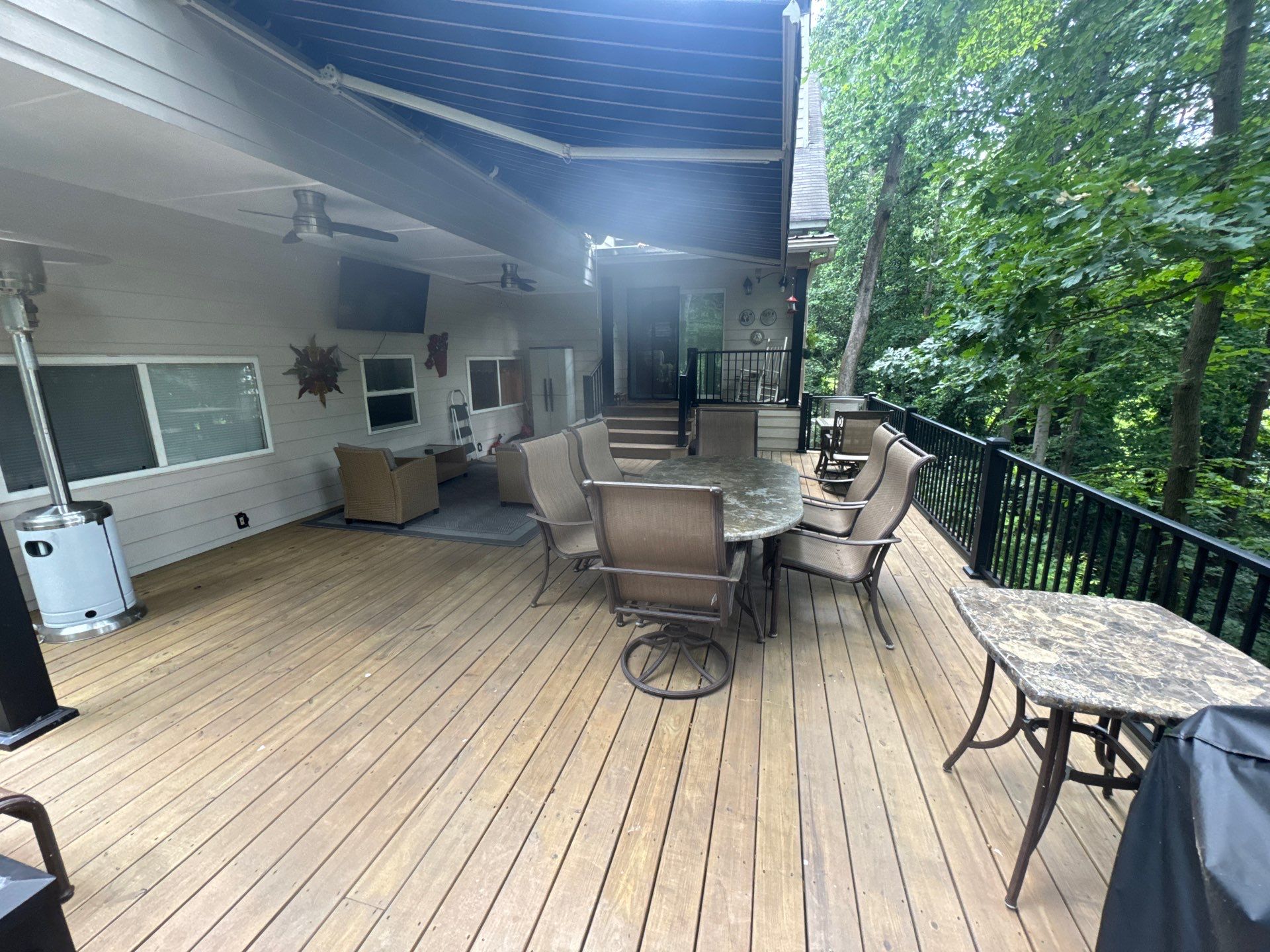 Multi-Level Wood Deck Staining and Restoration in Atlanta by Swift Home Renovations