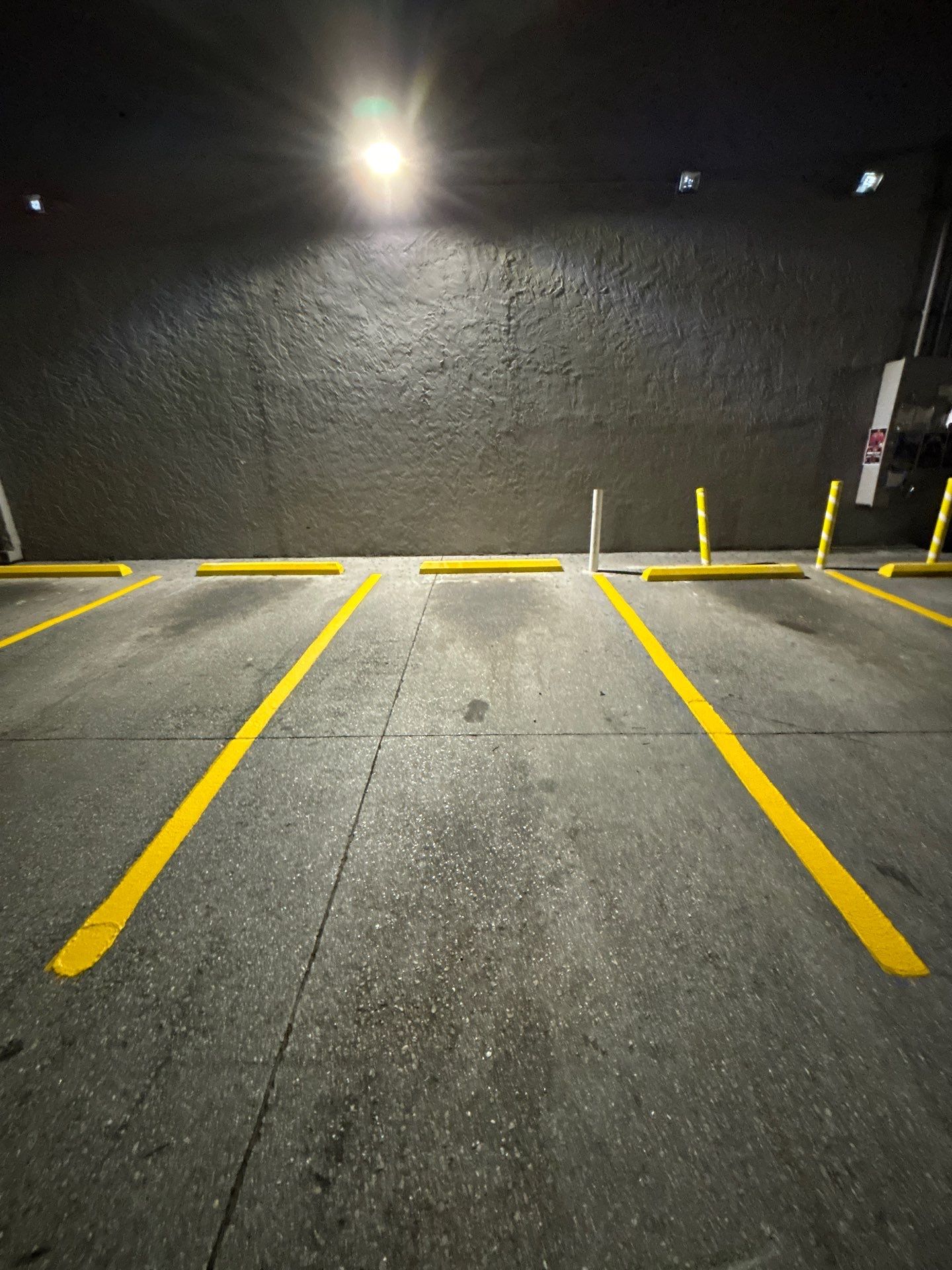 Bollard Installation, Line Striping, & Parking Block Installation at La Primavera Supermarket  by Everline Coatings & Services - Southwest FL