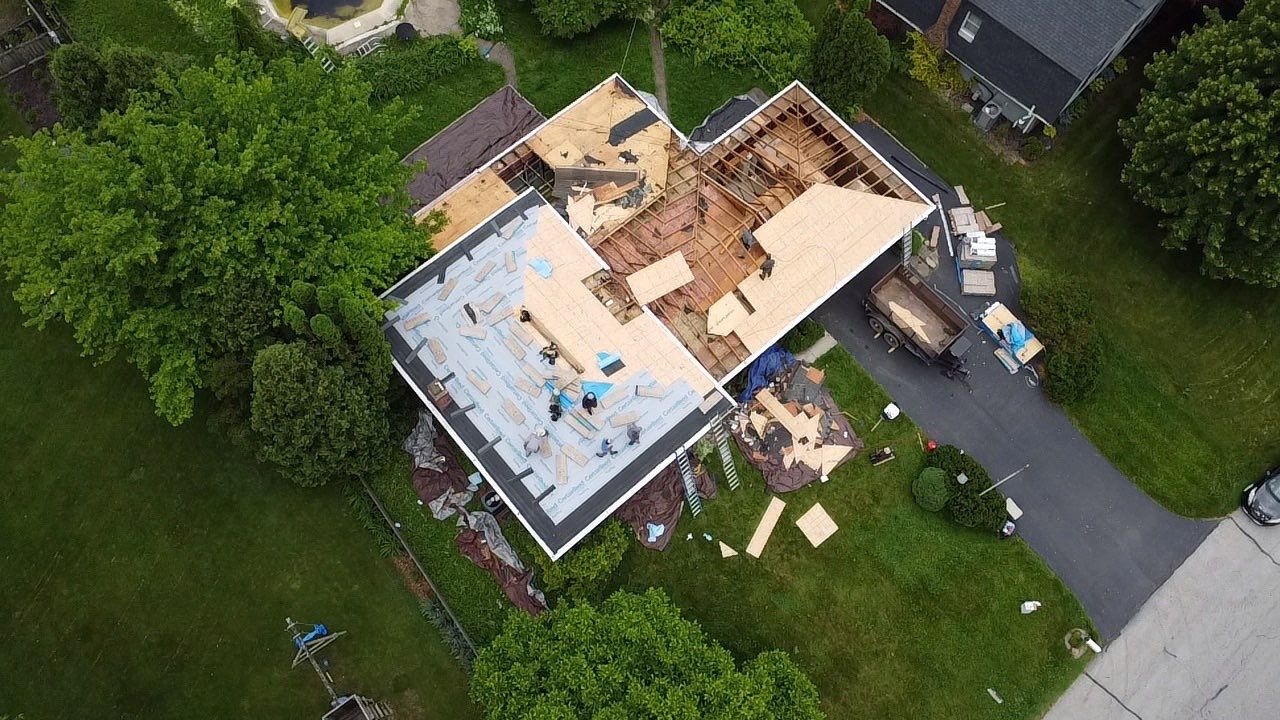 New Roof Installation using new OSB sheathing Certainteed Landmark Shingles by Best Exteriors Inc